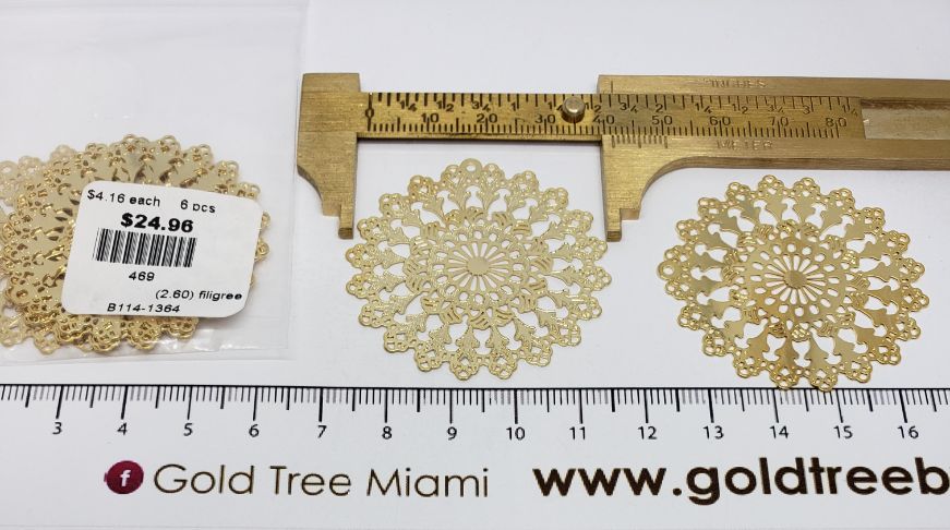 469 Big Golden Filigree Mandala Charm