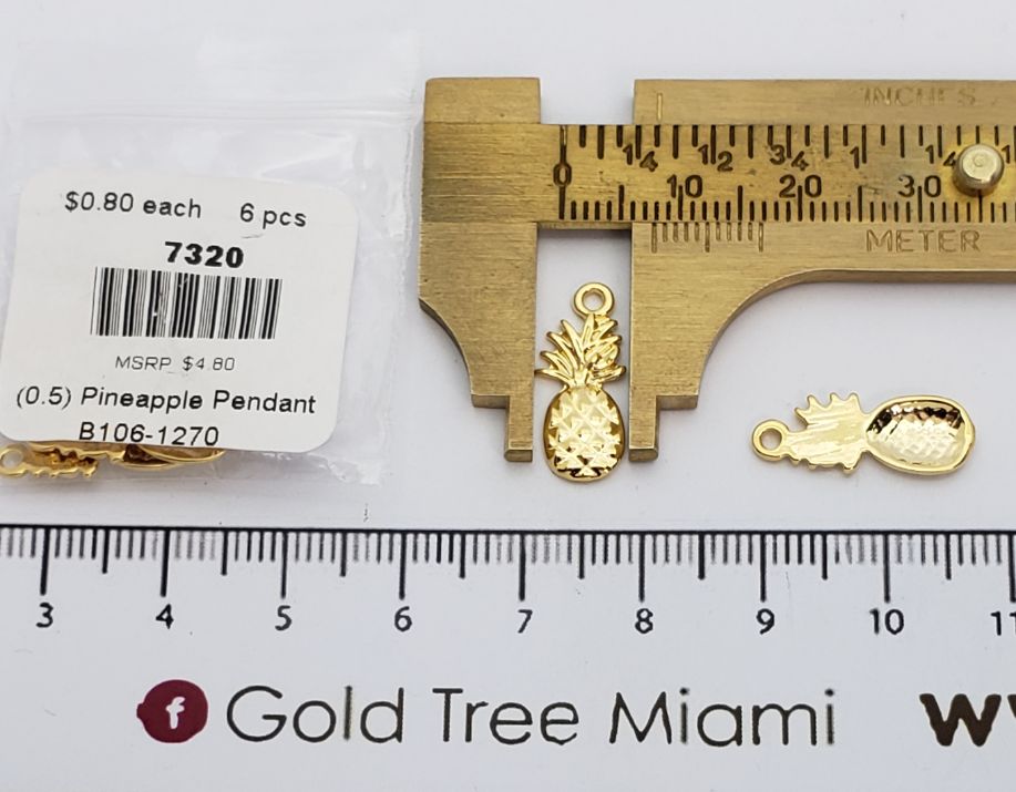 7320 Gold Textured Pineapple Pendant