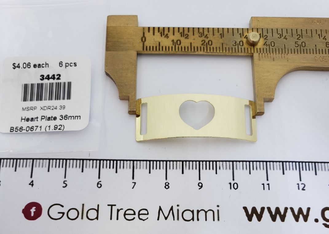 3442 Gold Heart Plate Connector