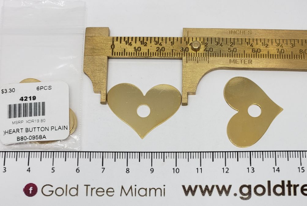 4219 Gold Plain Heart Button