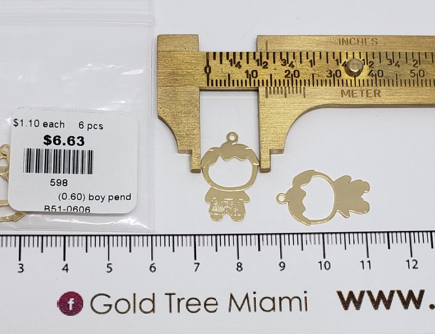 598 Gold Silhouette Boy Pendant