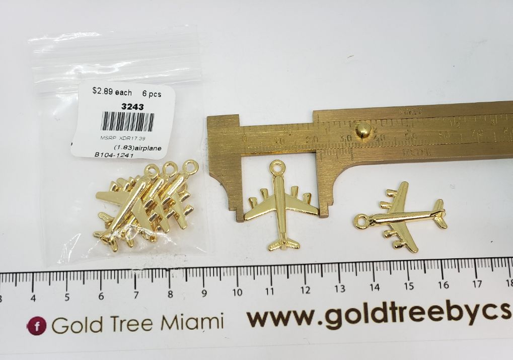 3243 Gold Classic Airplane Charm