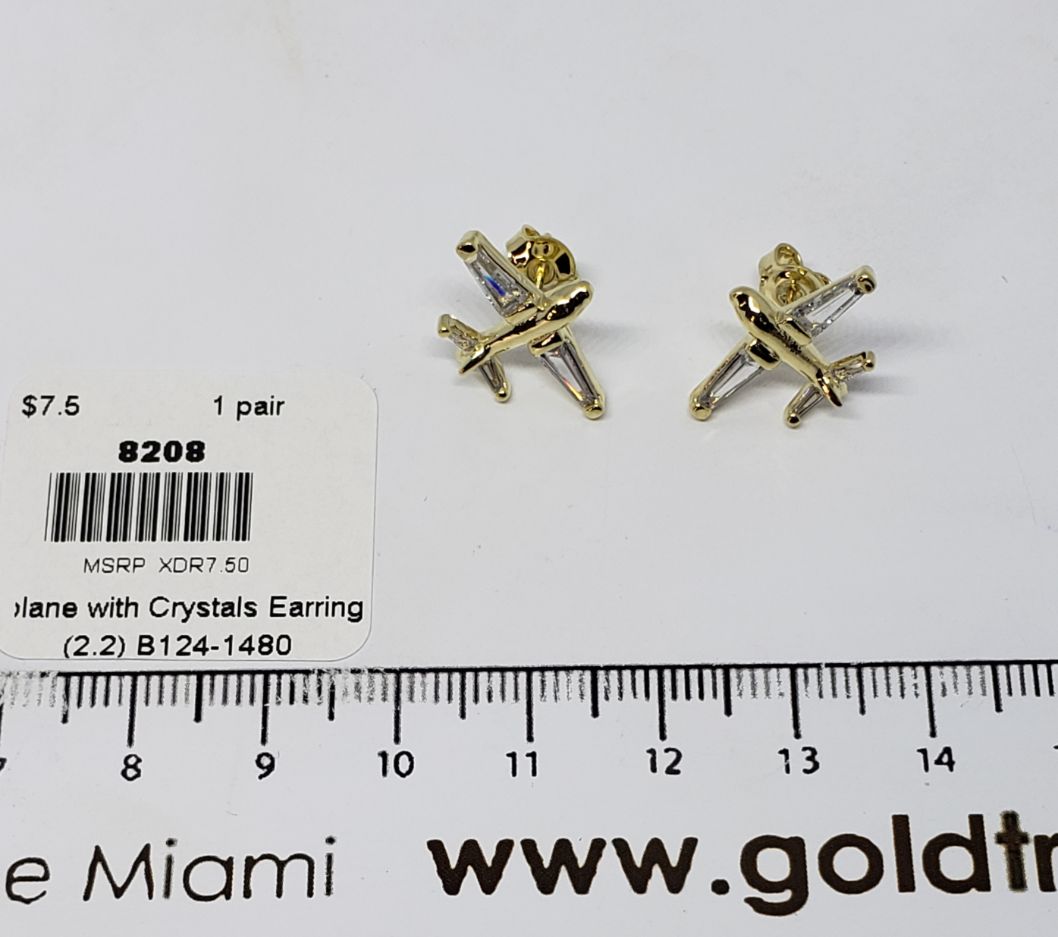 8208 Airplane with Crystals Earring