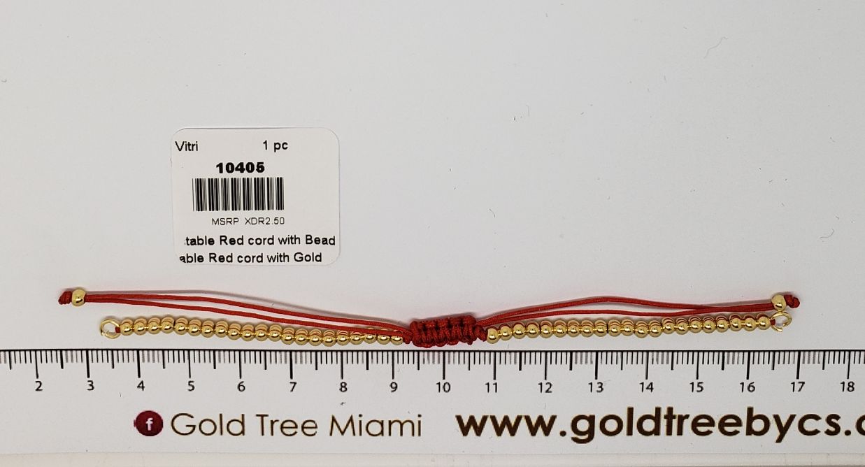 10405 Pulsera de Cordón Rojo Ajustable con Cuentas