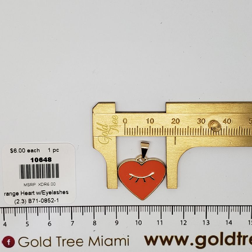 10648 Cadena Corazón Naranja con Pestañas