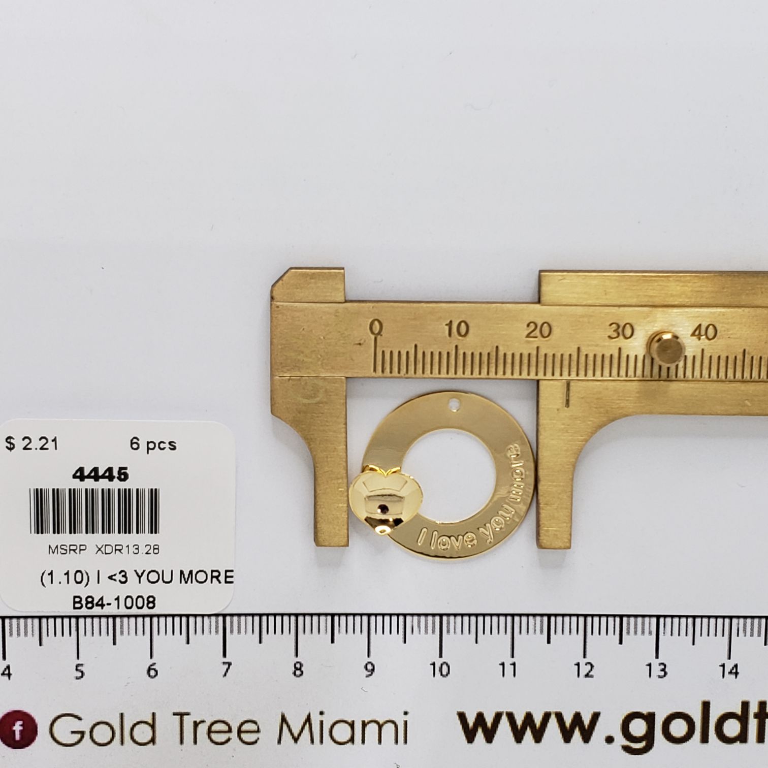 4445 I <3 You More' Round Pendant