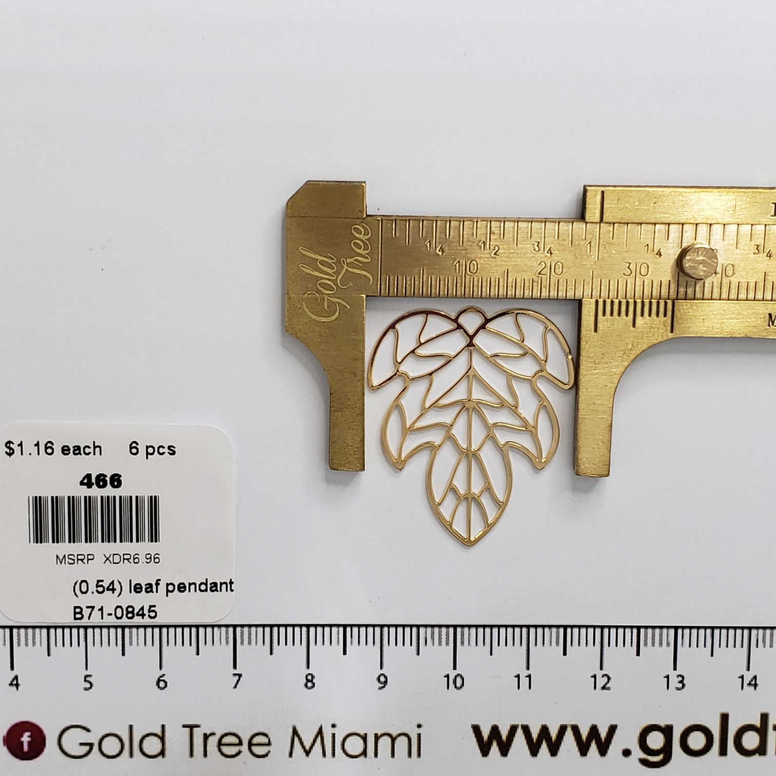 466 Golden Silhouette Leaf Pendant