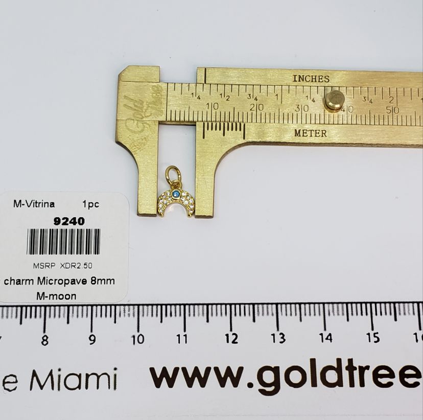 9240 Mini Moon Charm with Blue Crystal