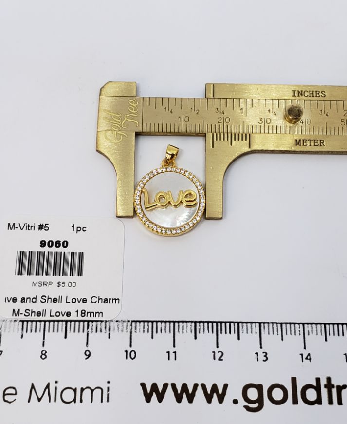 9060 Gold Micropave and Shell Love Charm
