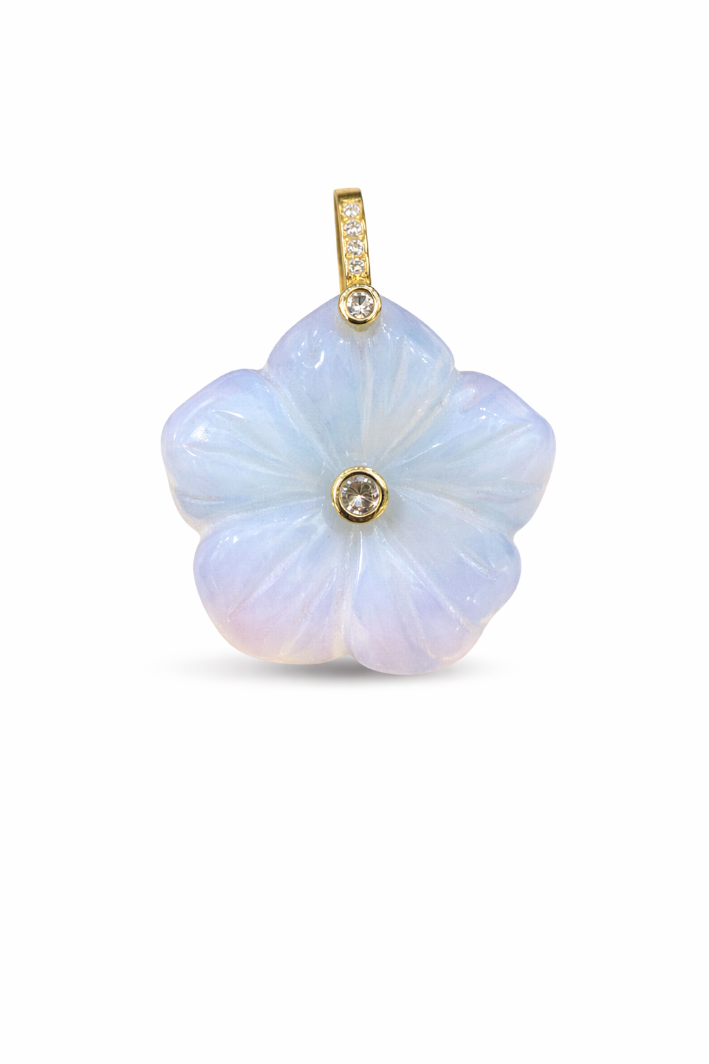 21670 White Quartz Flower Pendant with CZ