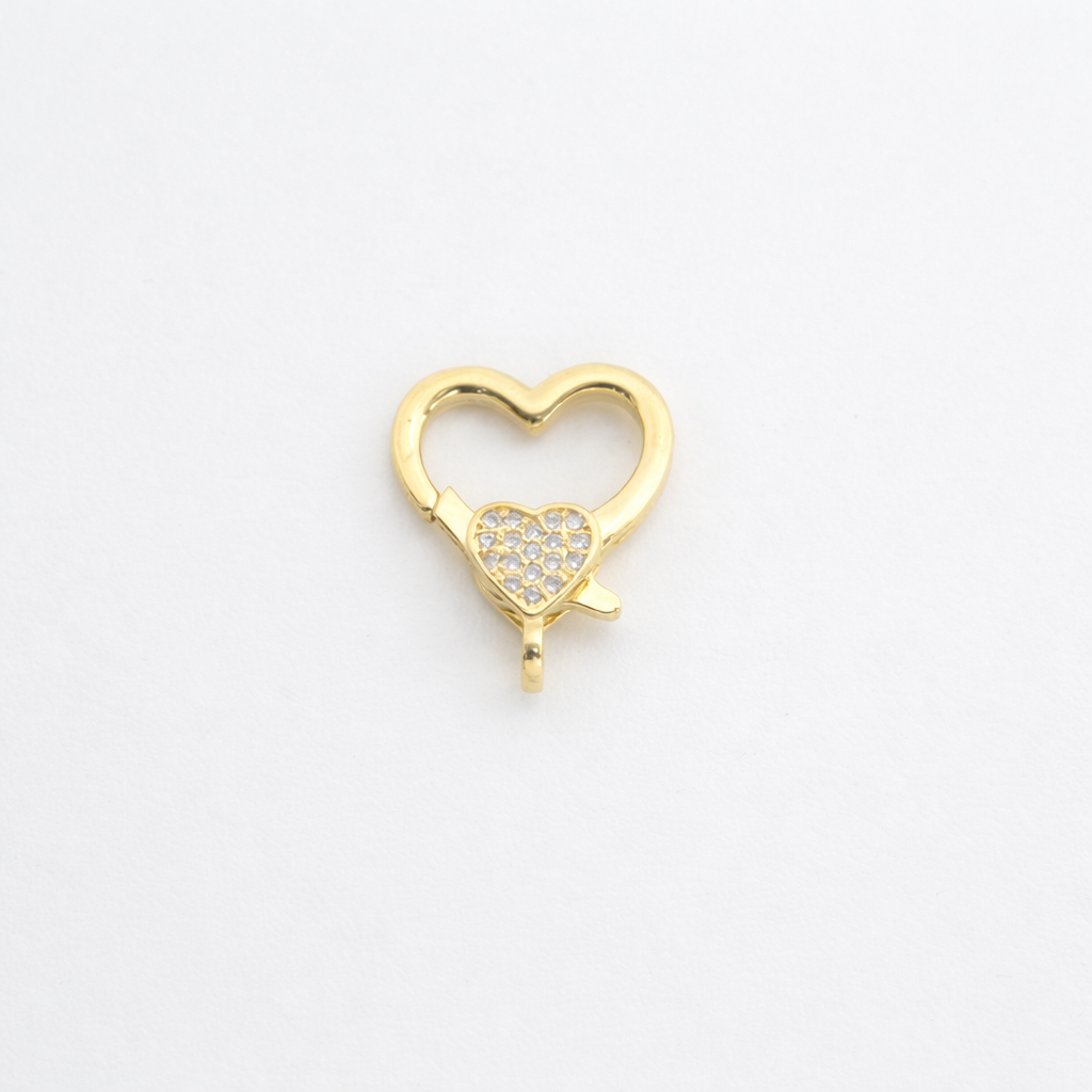 22088 Gold Heart Clasp with Zirconia