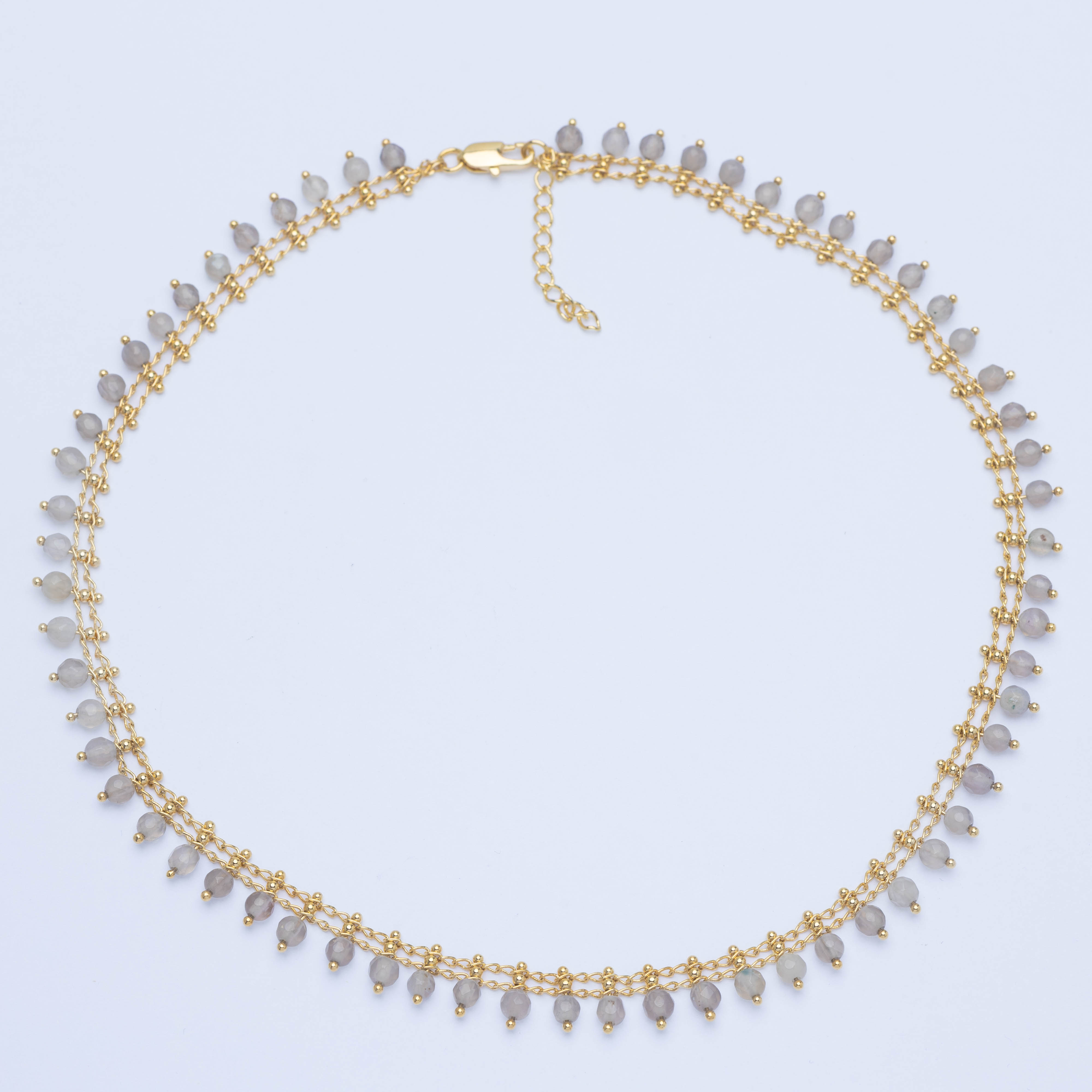 21156 Chain Necklace with Translucent Gray Crystal Beads