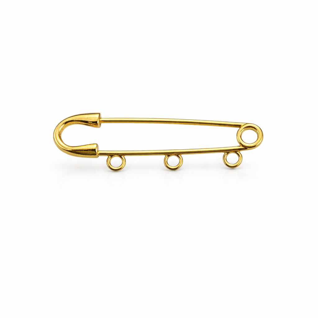 21818 Gold Baby Pin Charm Holder with 3 Loops