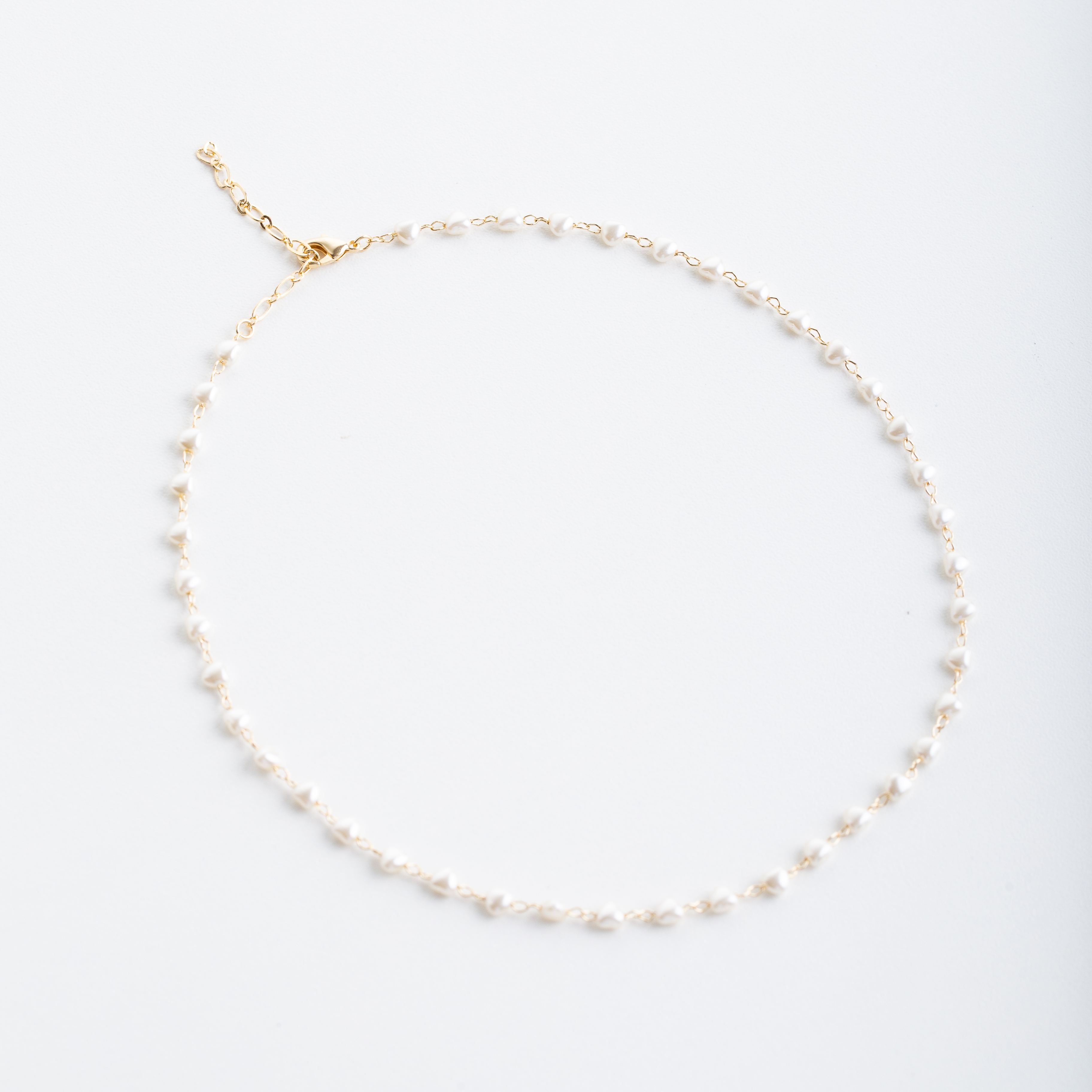 19011 Heart-Shaped Pearl Chain Necklace 14'