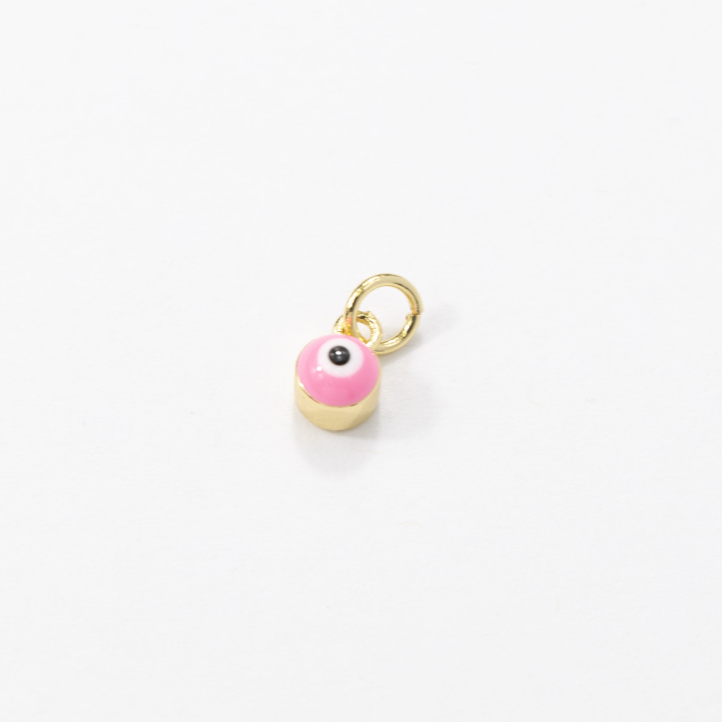 18357  Mini Enamel Pink Evil Eye Pendant 5mm