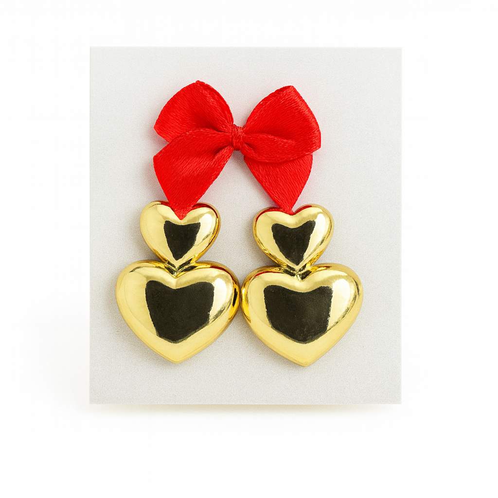 18698 Double Hearts Gold Earrings
