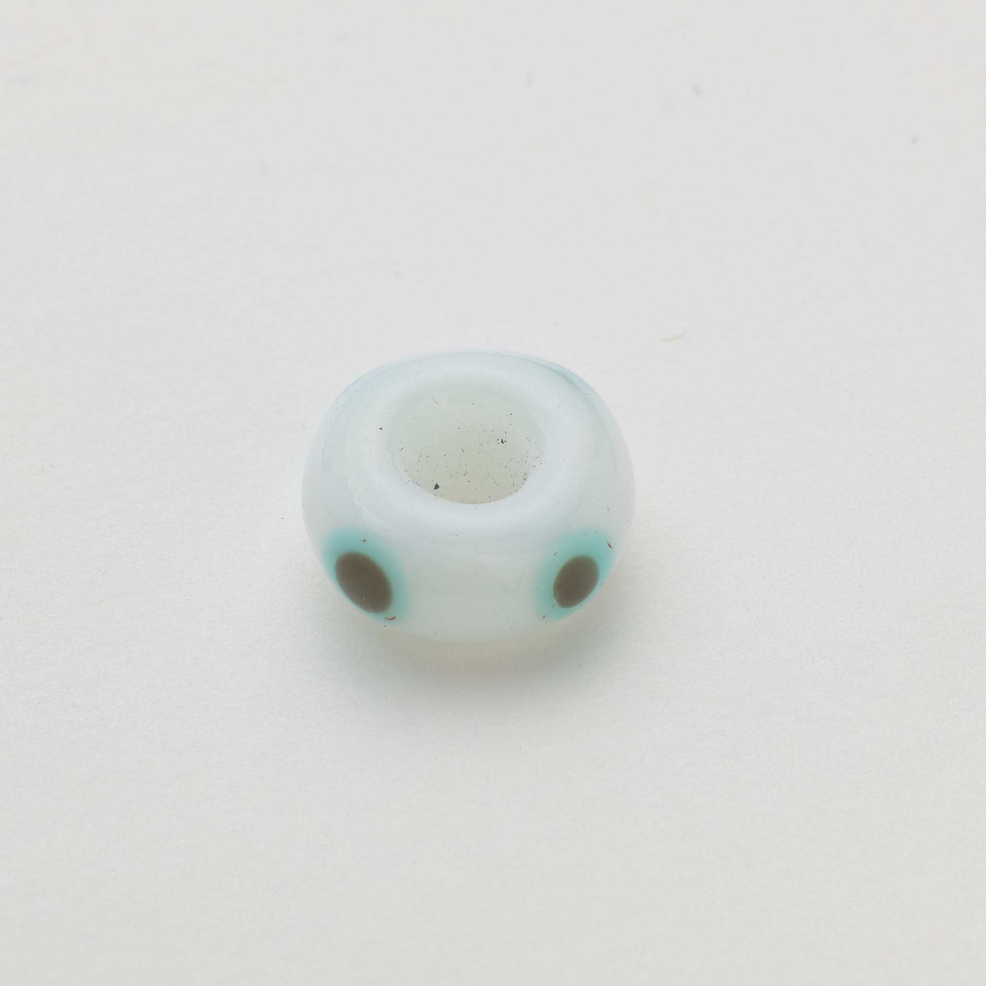 15620 White and Turquoise Eye Donuts Murano Spacer