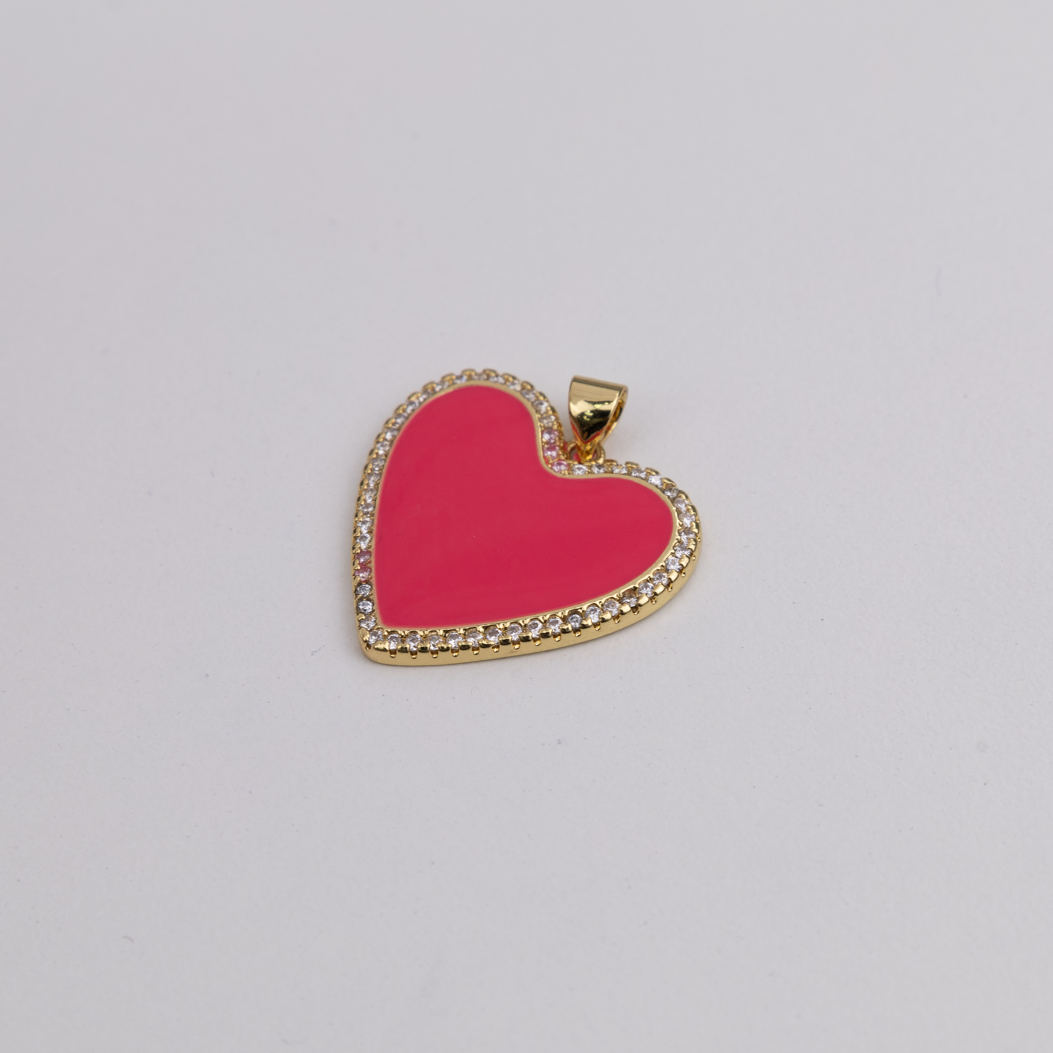 13965 22mm Fuchsia Heart with Clear Crystals