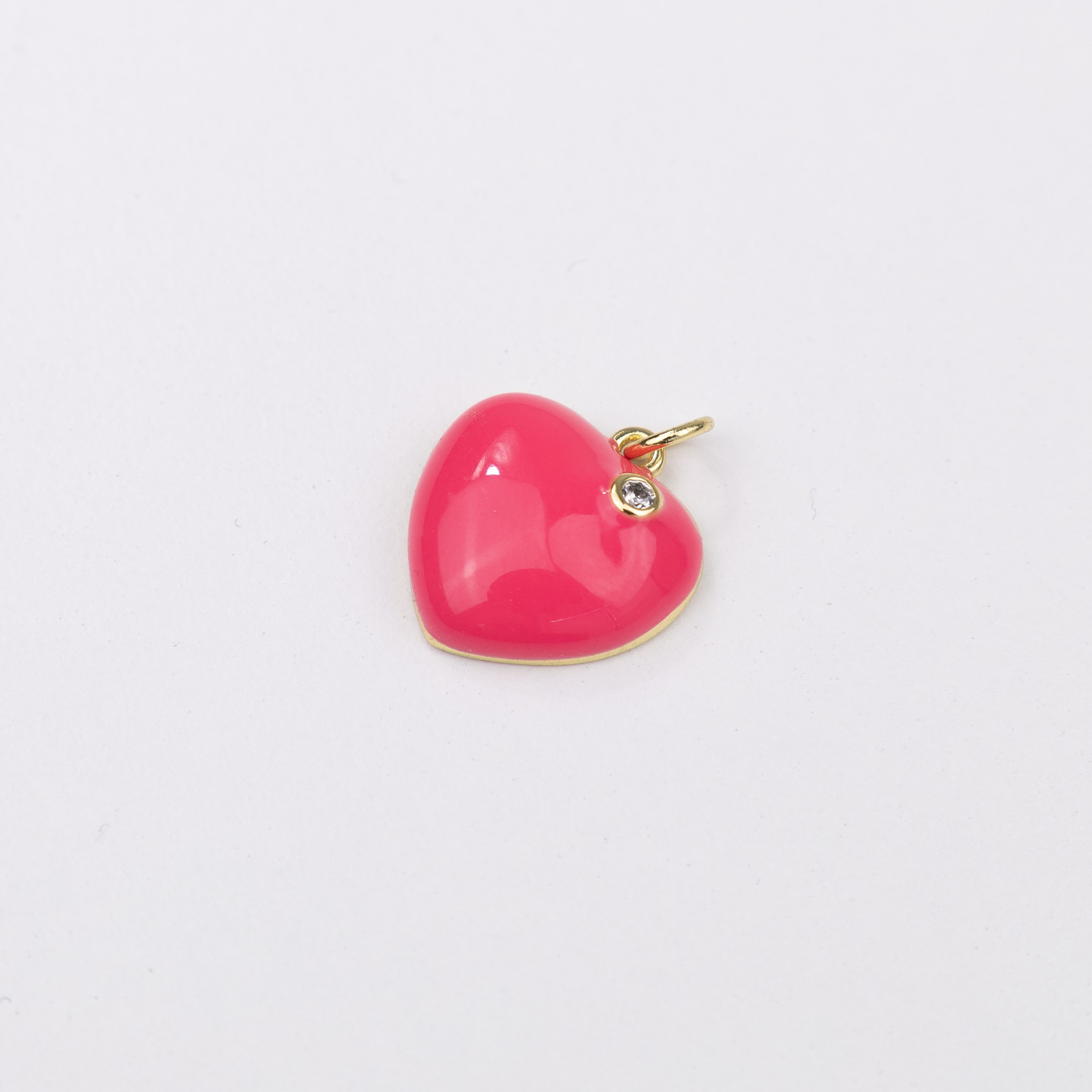 15343 16mm Fuschia Heart with Crystal Pendant