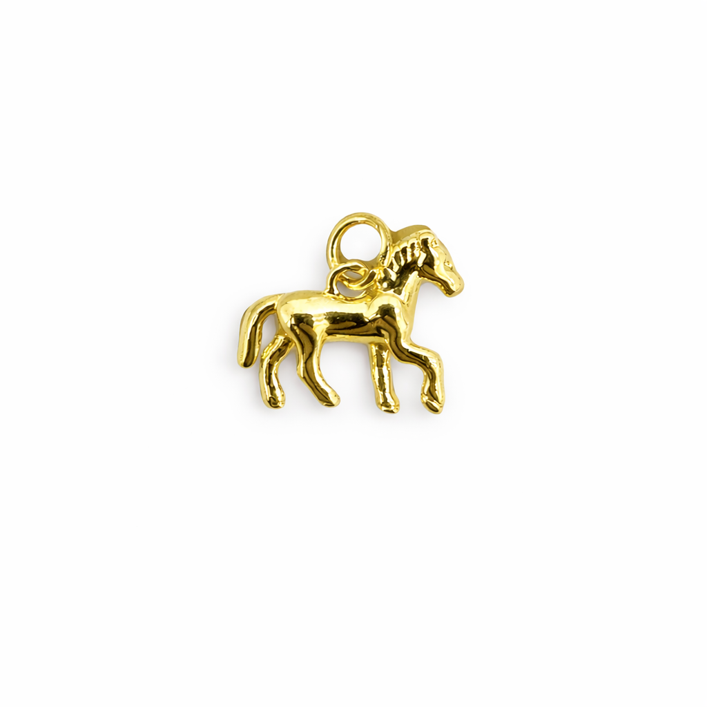 21822 Gold Horse Charm with Loop
