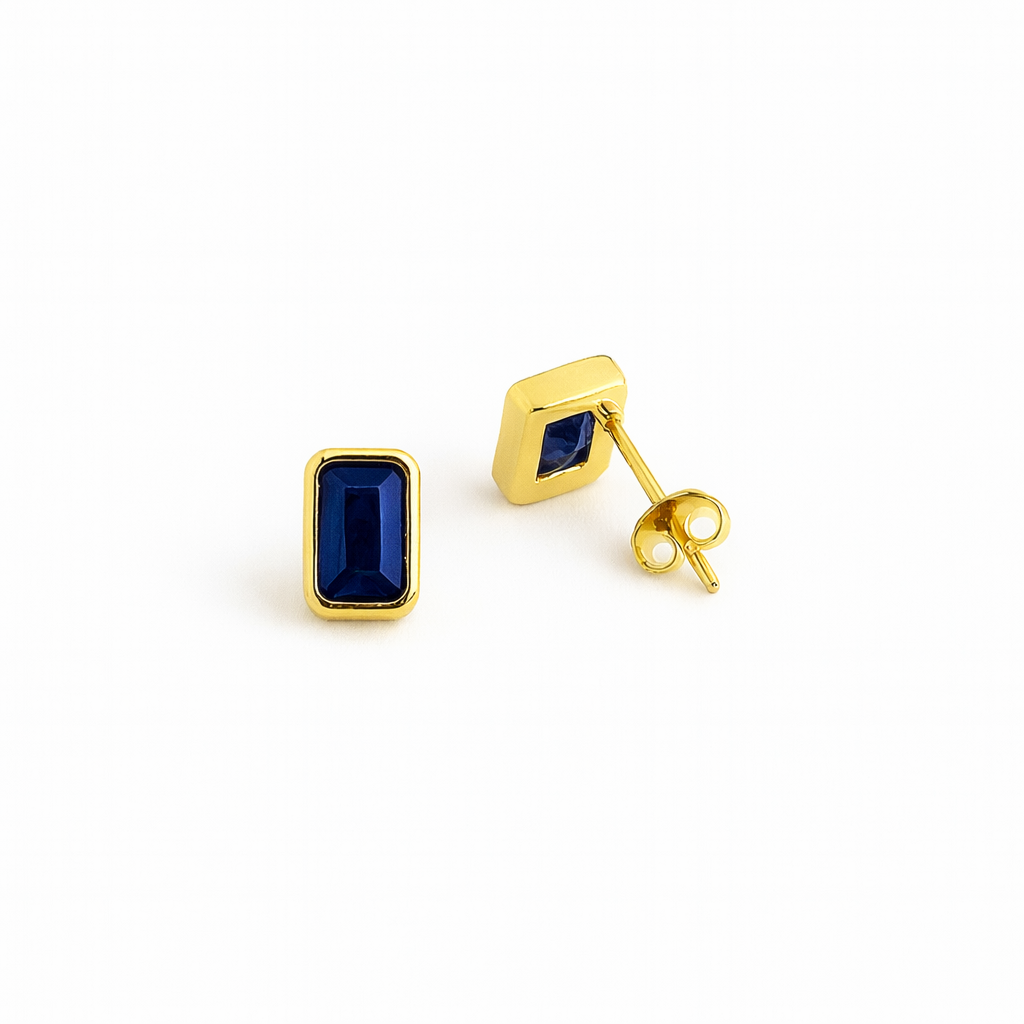 21574 Rectangular Crystal Navy Earrings