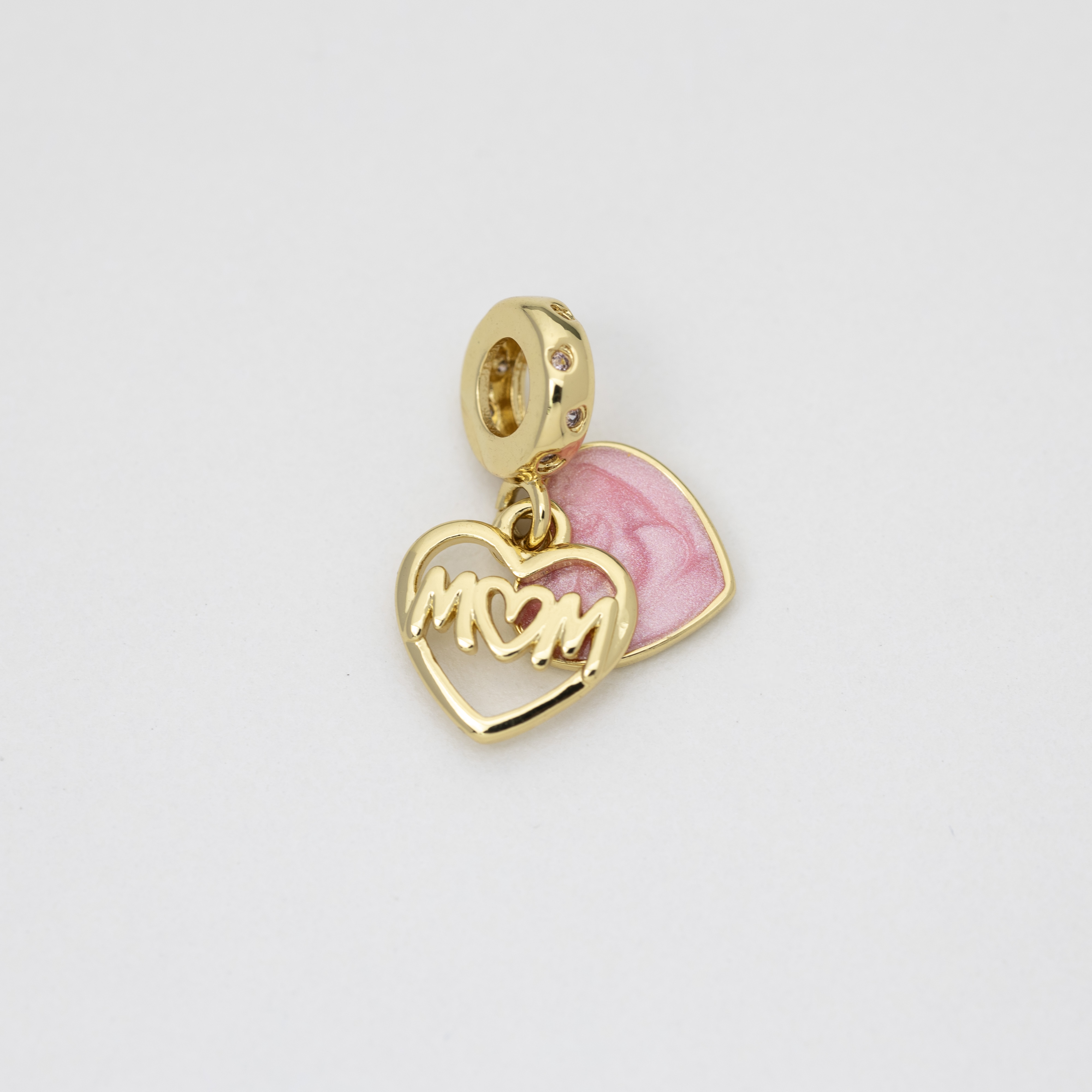 19409 Mom Heart Charm with Pink Details