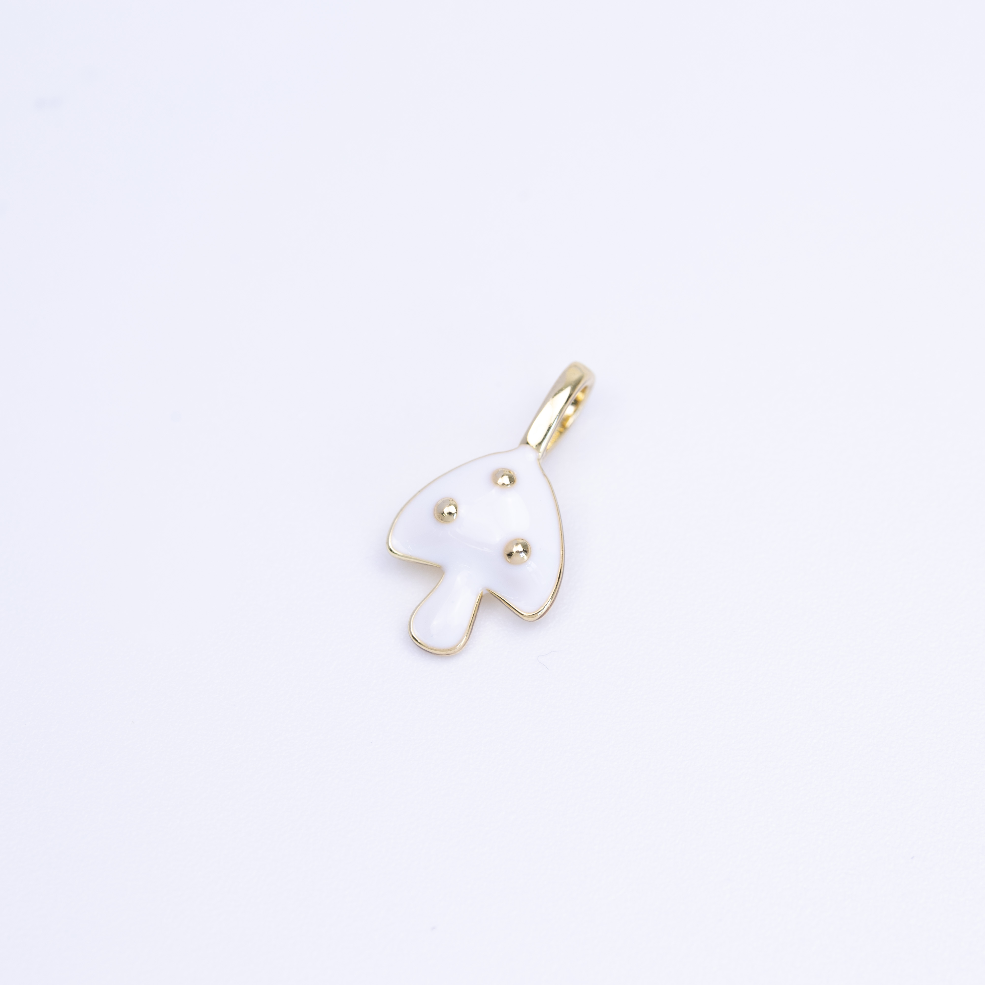 19578 White Mushroom Charm with Gold Details