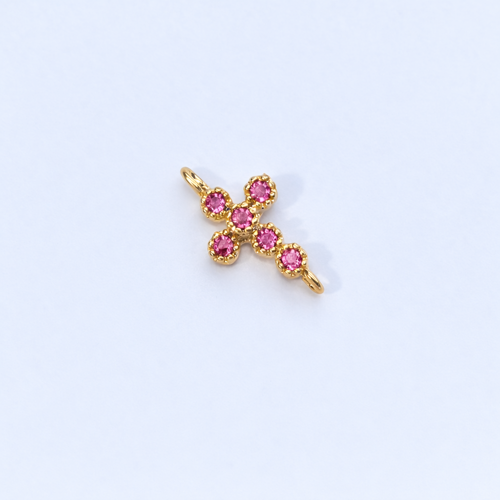 9801 Pink Crystal Cross Connector