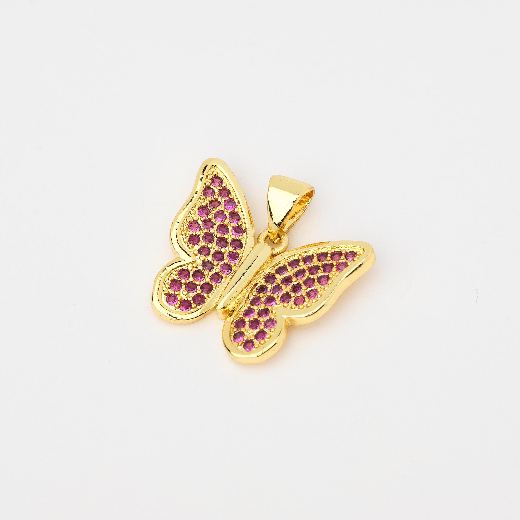13162 Fuchsia Butterfly Crystals Pendant