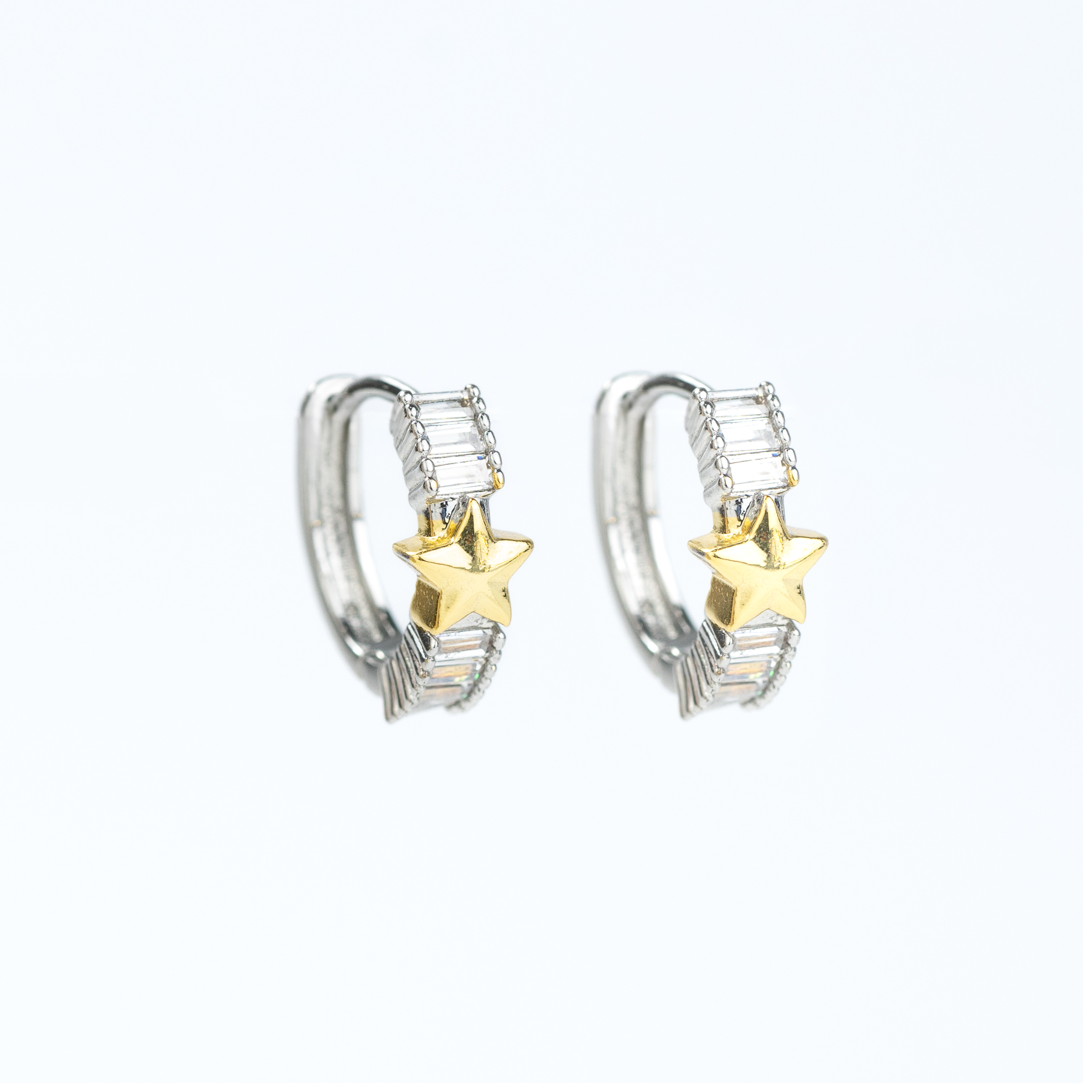 20303 Silver Earrings with Gold Star and Zirconia
