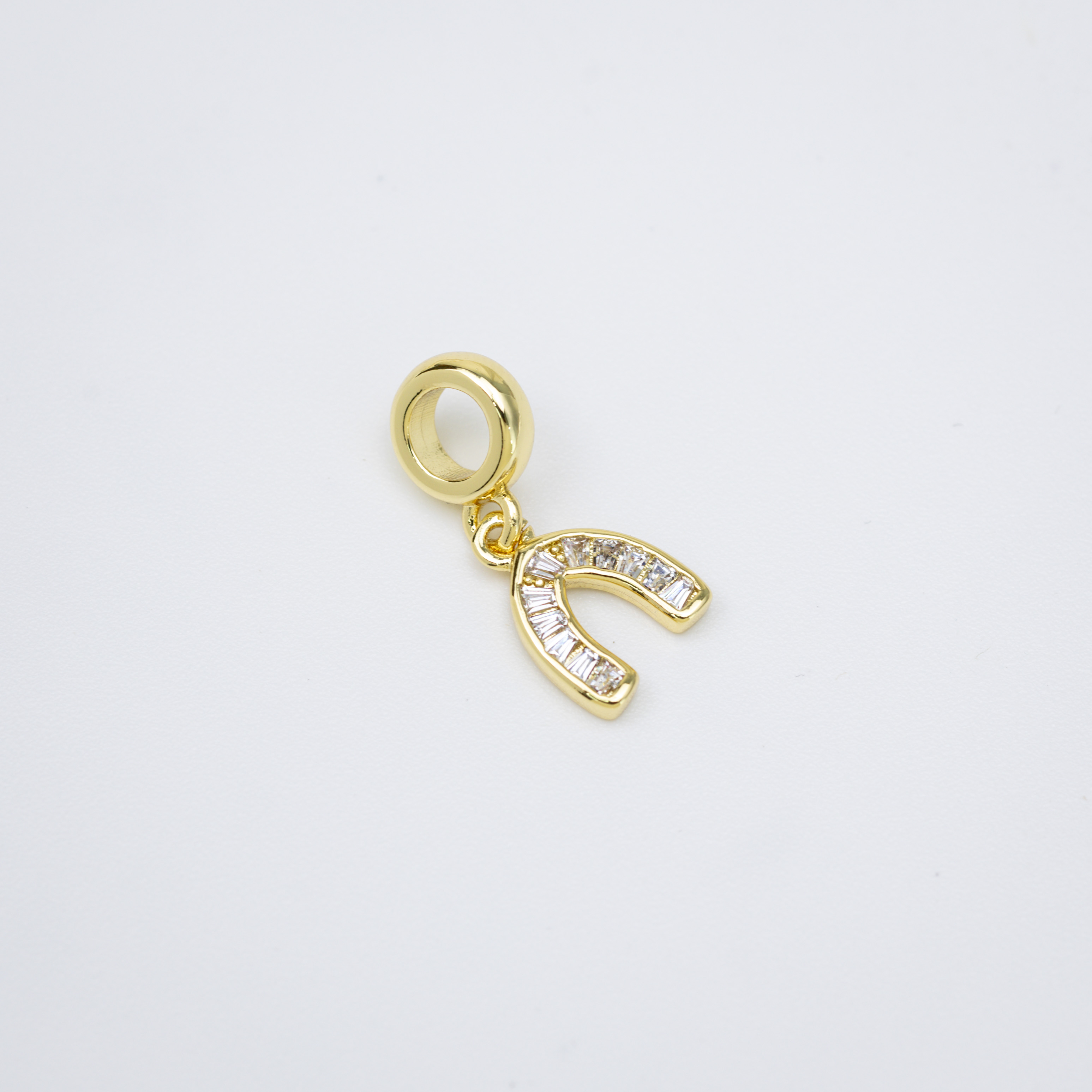 19684 Gold Horseshoe Pendant with Crystals Clear