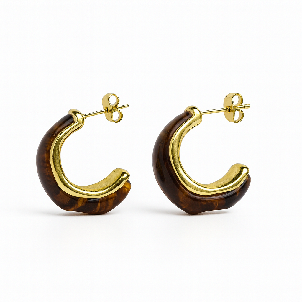 21317 Aretes Hoop Bicolor Tono Carey
