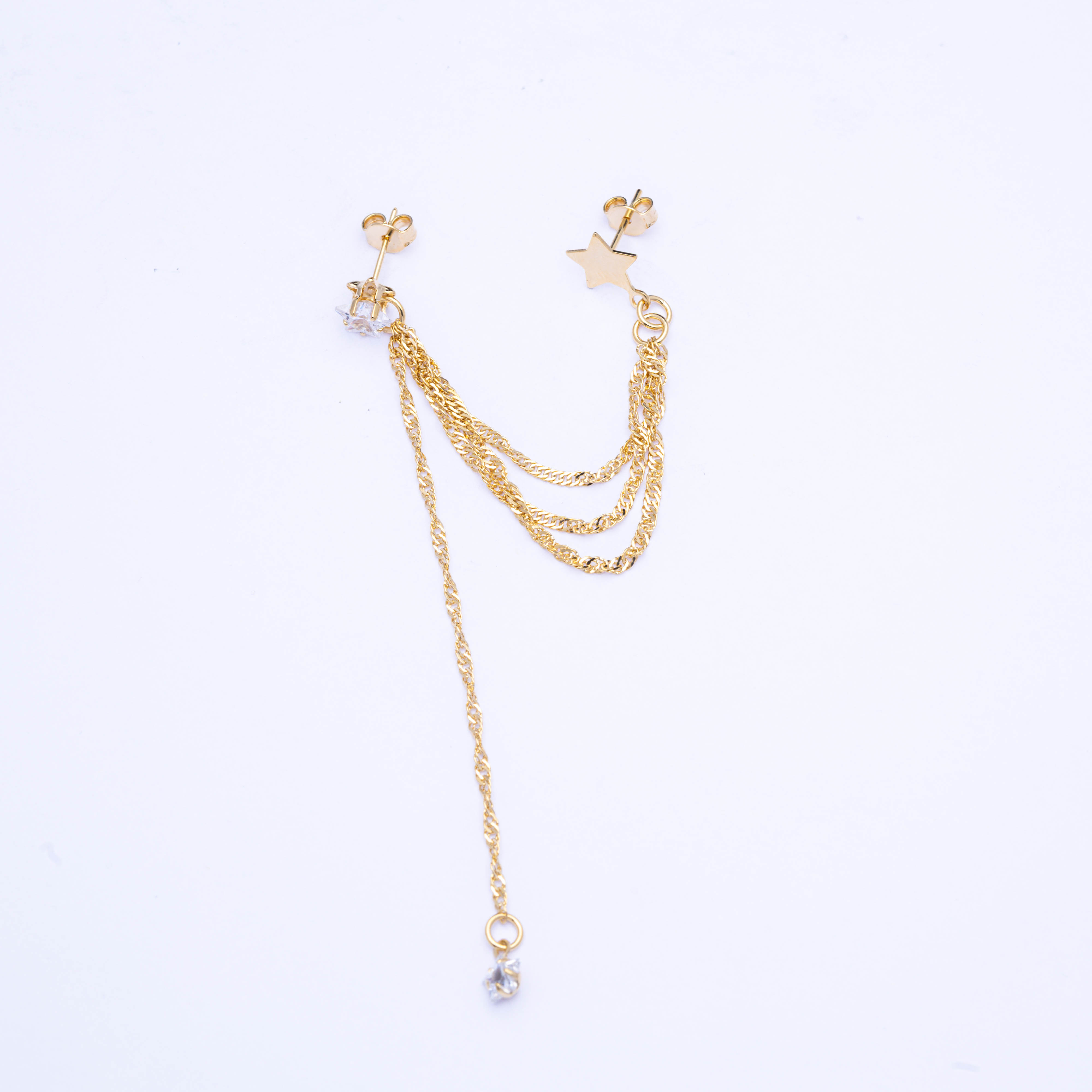 16075 Star Earring w/chain Figaro