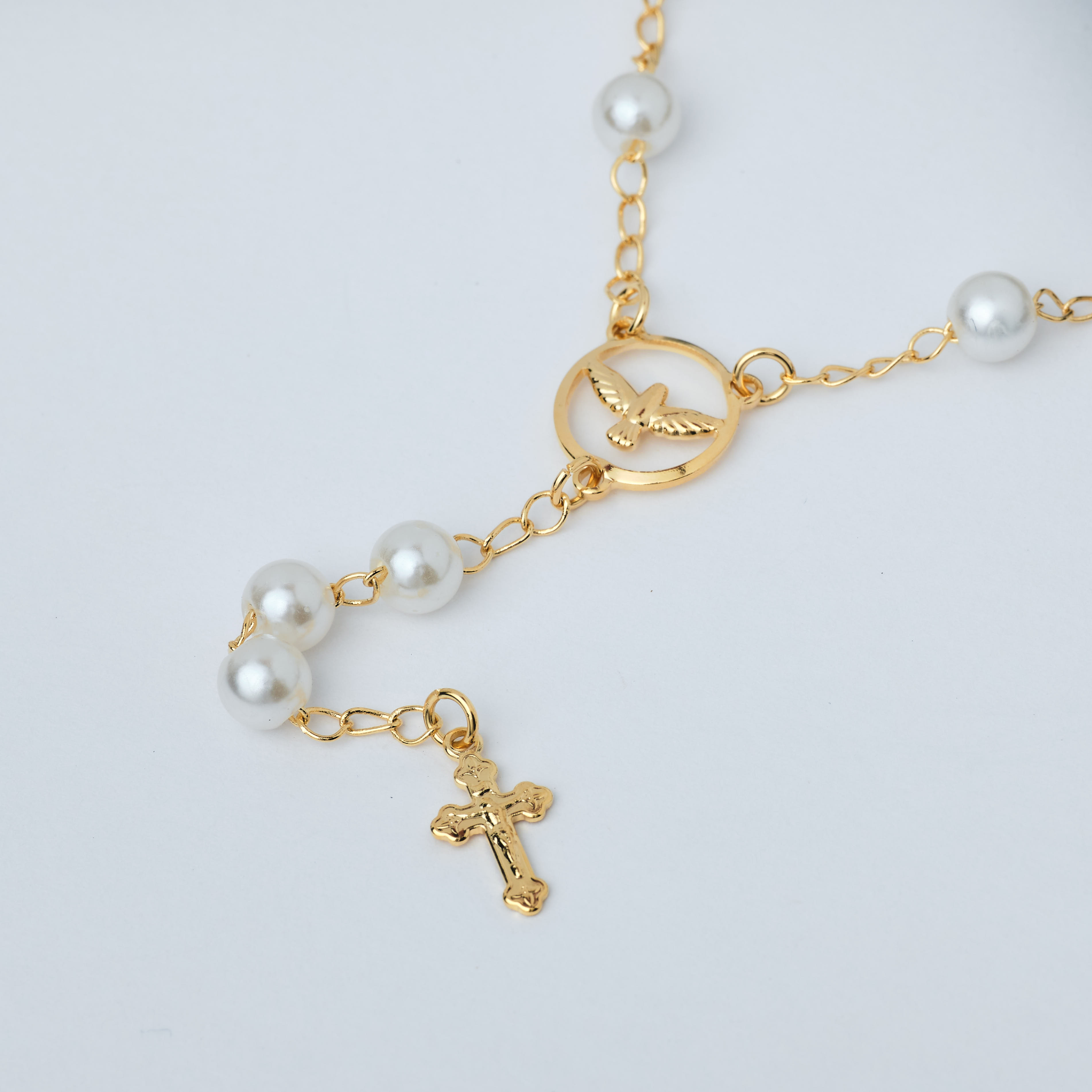 16755 17" 6mm Pearls Gold Denarius 