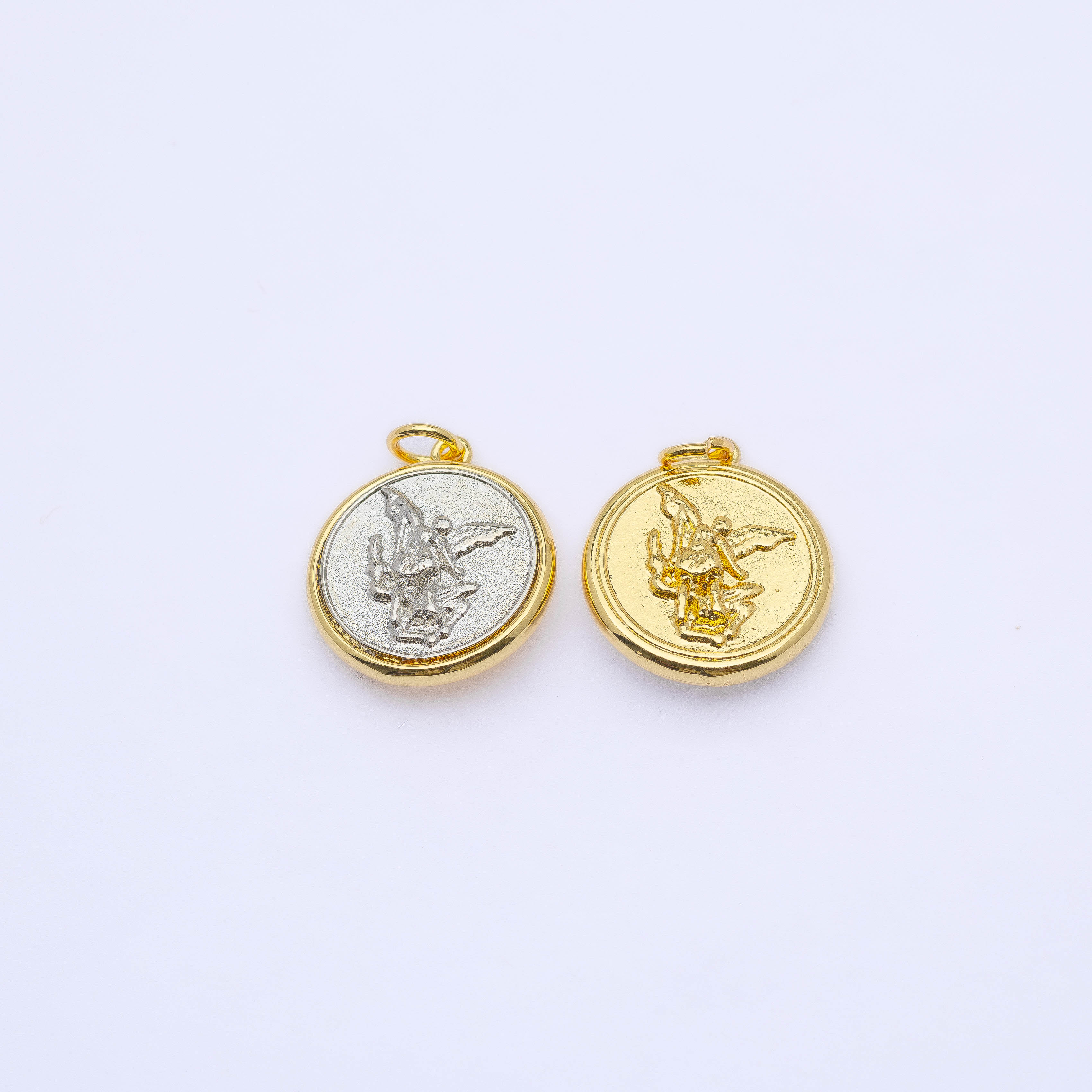 21098 Saint Michael Archangel Pendant in Gold and Silver