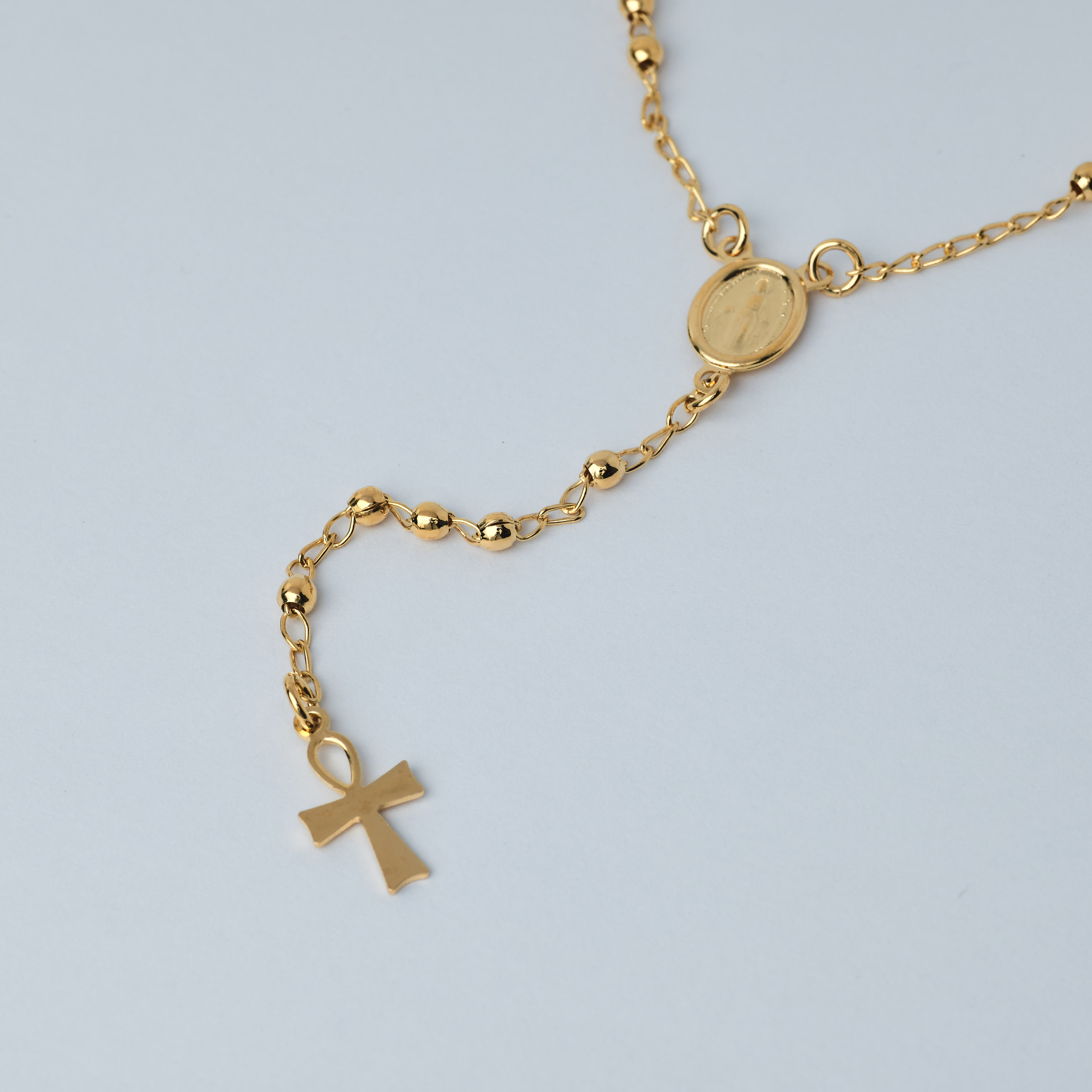 17350 Rosary Gold beads 3mm W/Cross