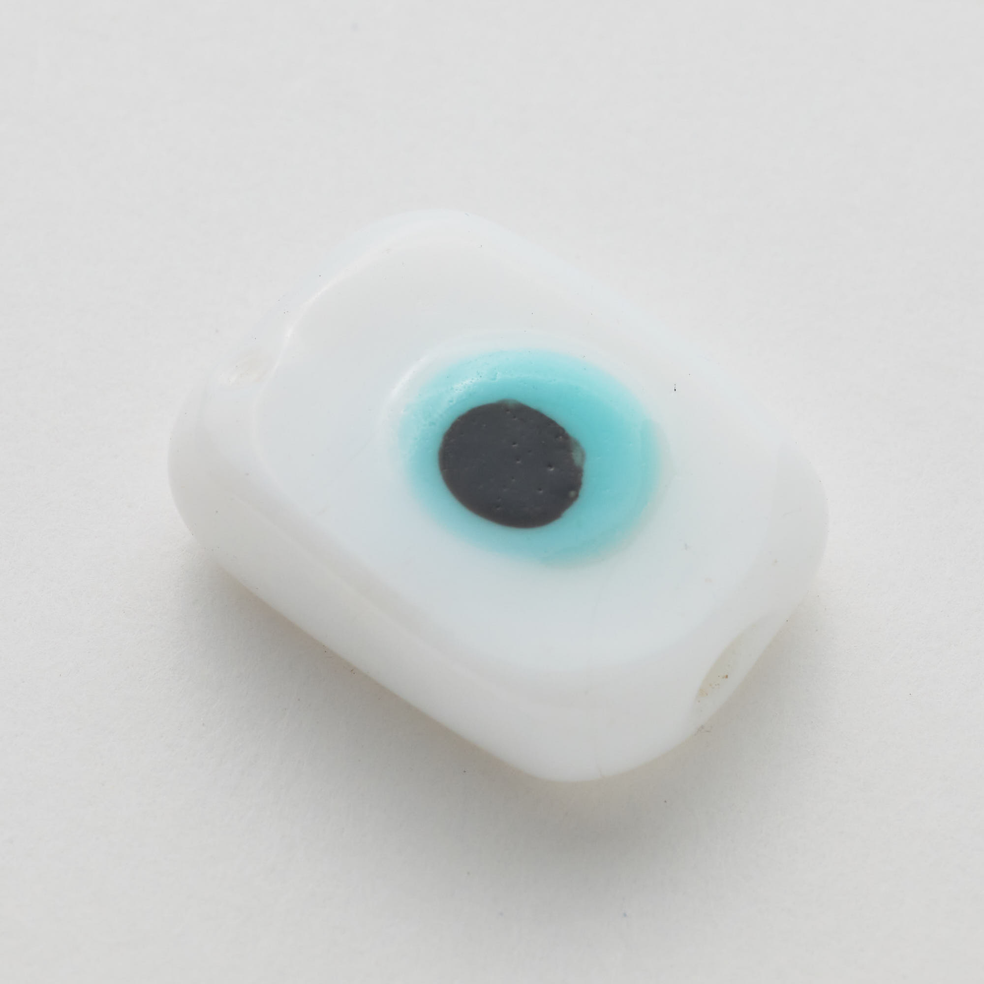 14641 White Evil Eye Square Spacer Beads