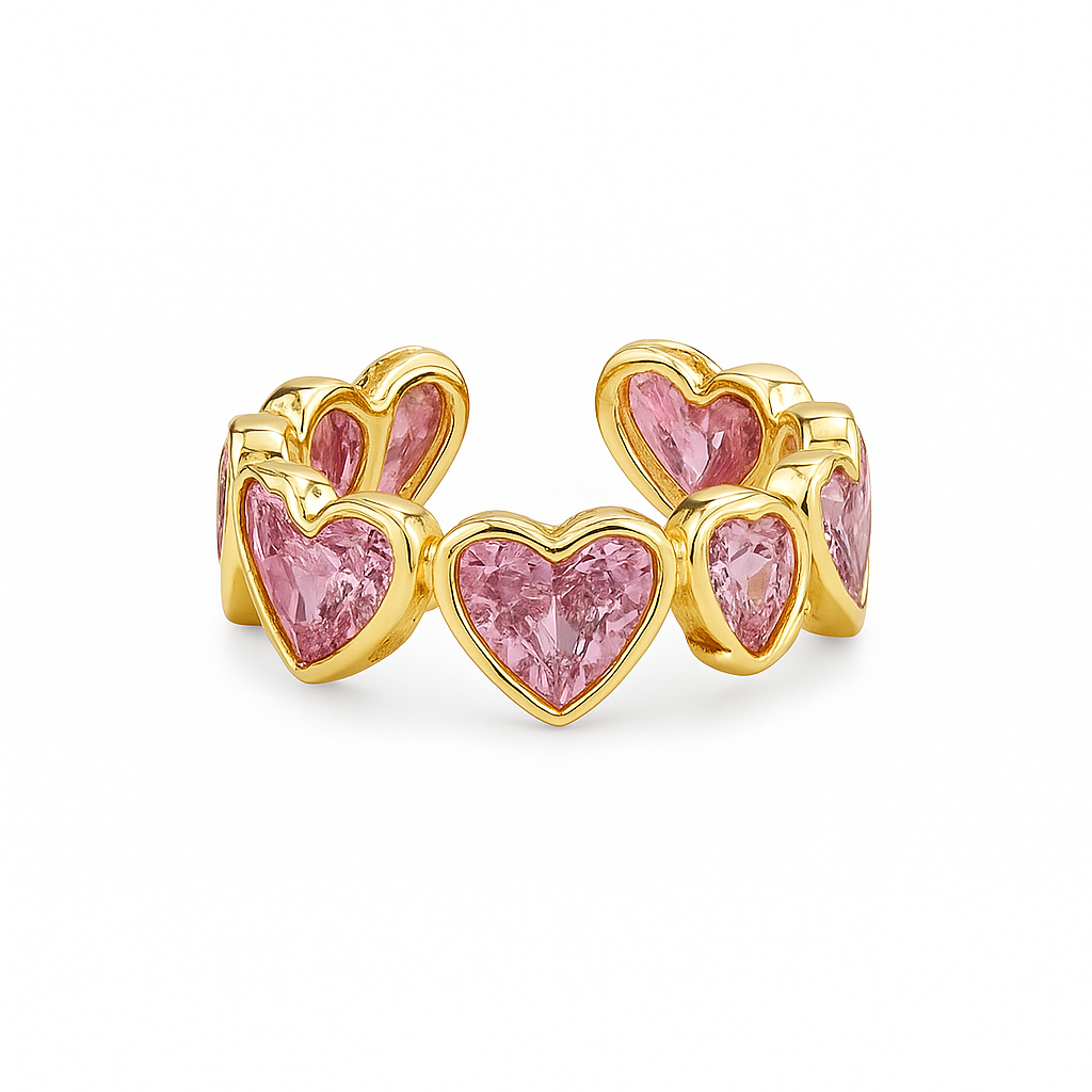 21351 Anillo De corazon cristal Rosado