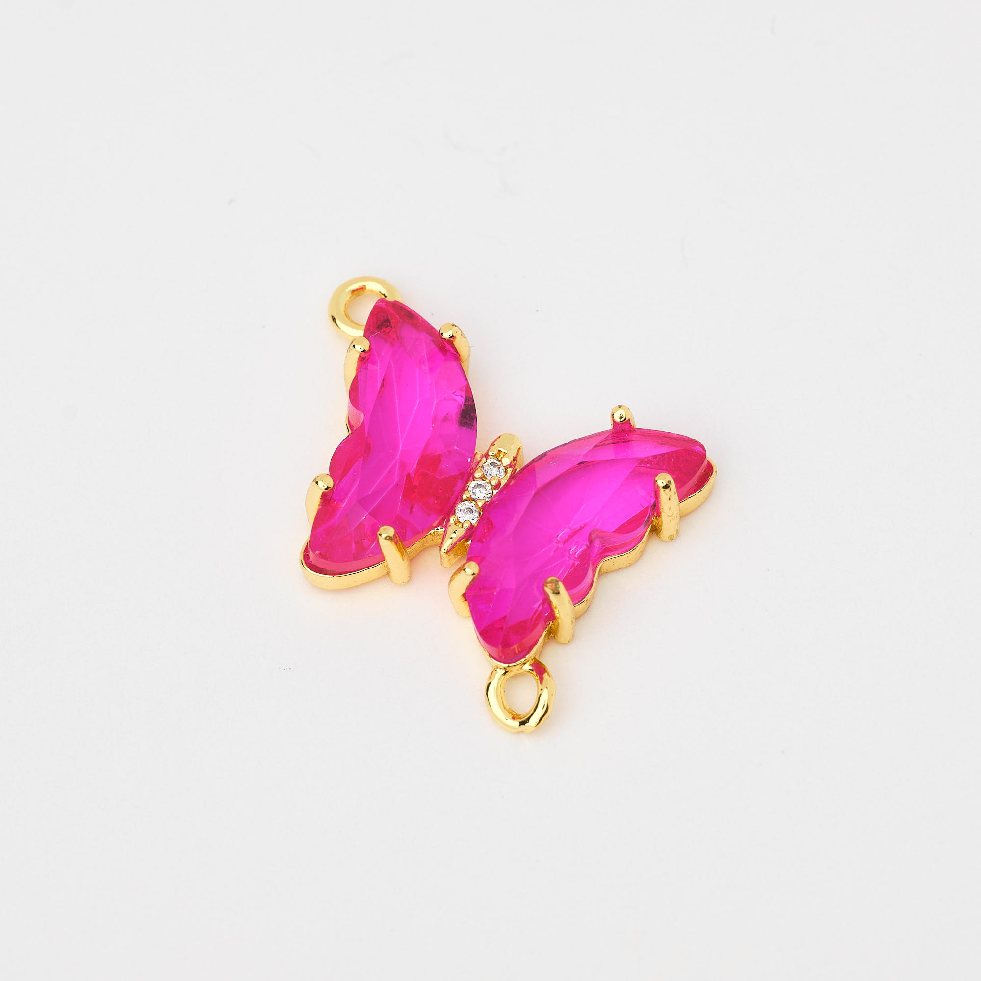 13549 Fuchsia Crystal Butterfly Connector