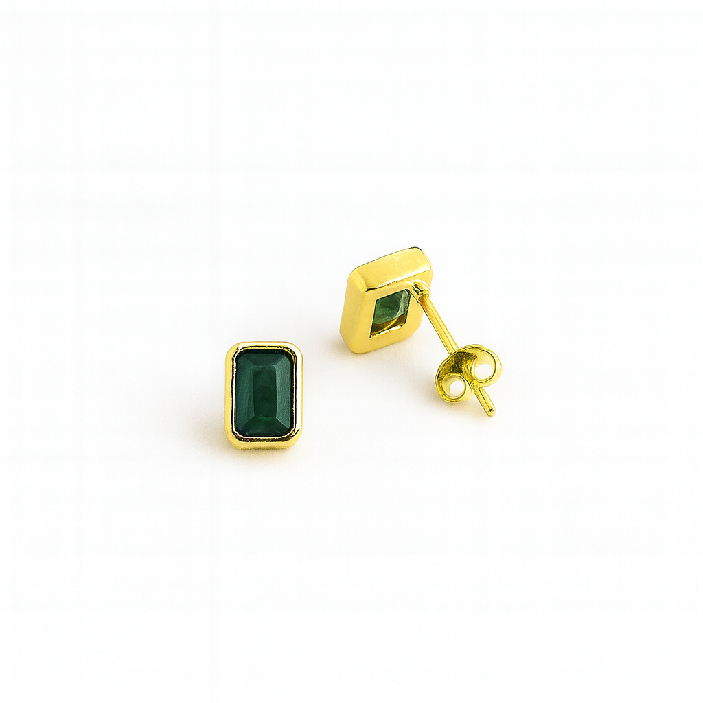 21546 Rectangular Crystal Green Earrings