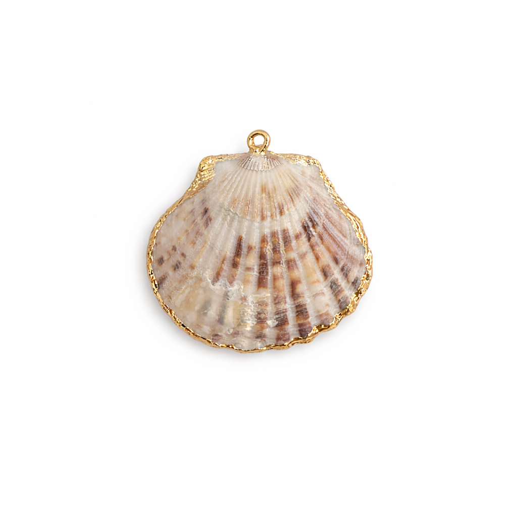 22076 Natural Shell Pendant with Gold Trim 45MM