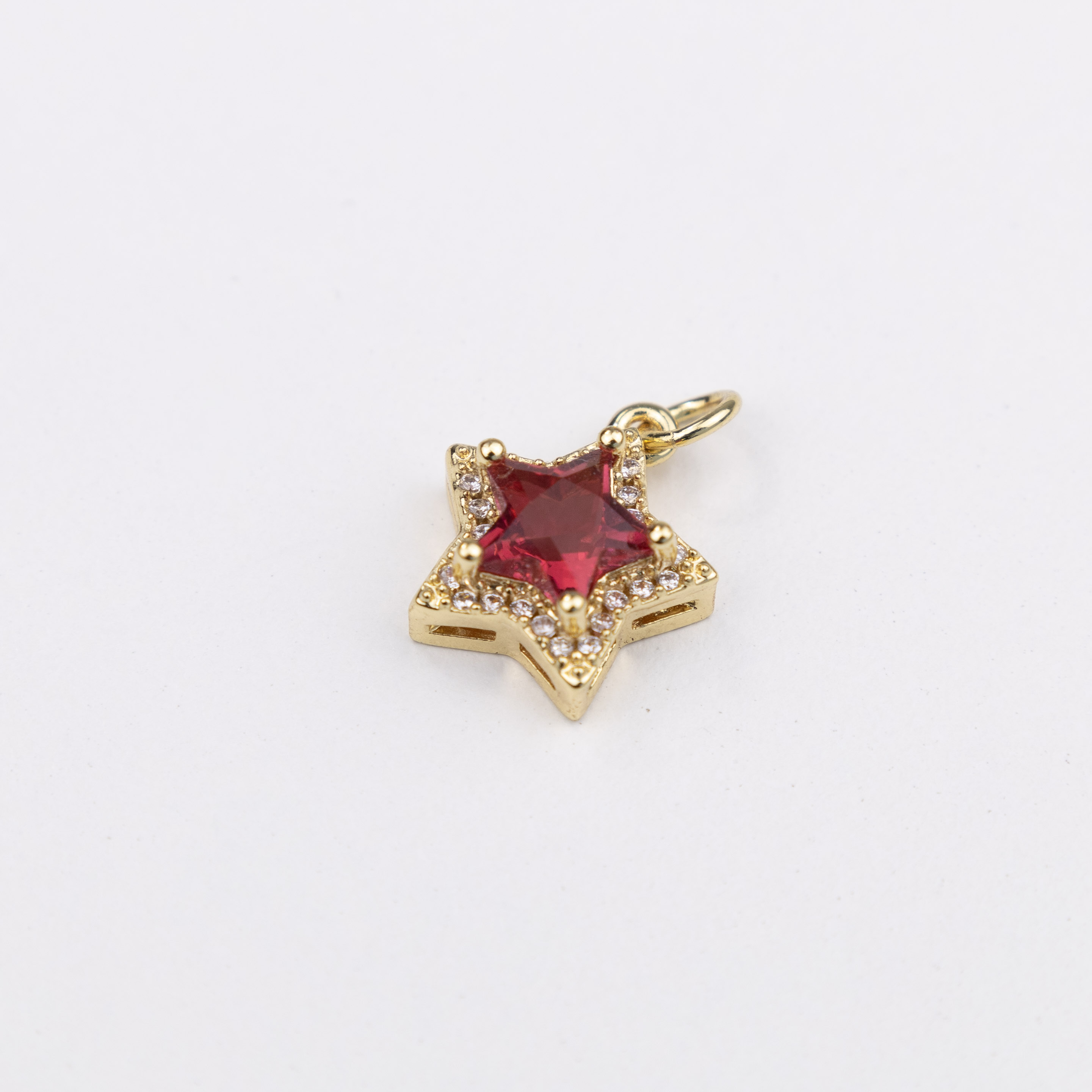 14323  Red Star with Crystal Micropavé Pendant