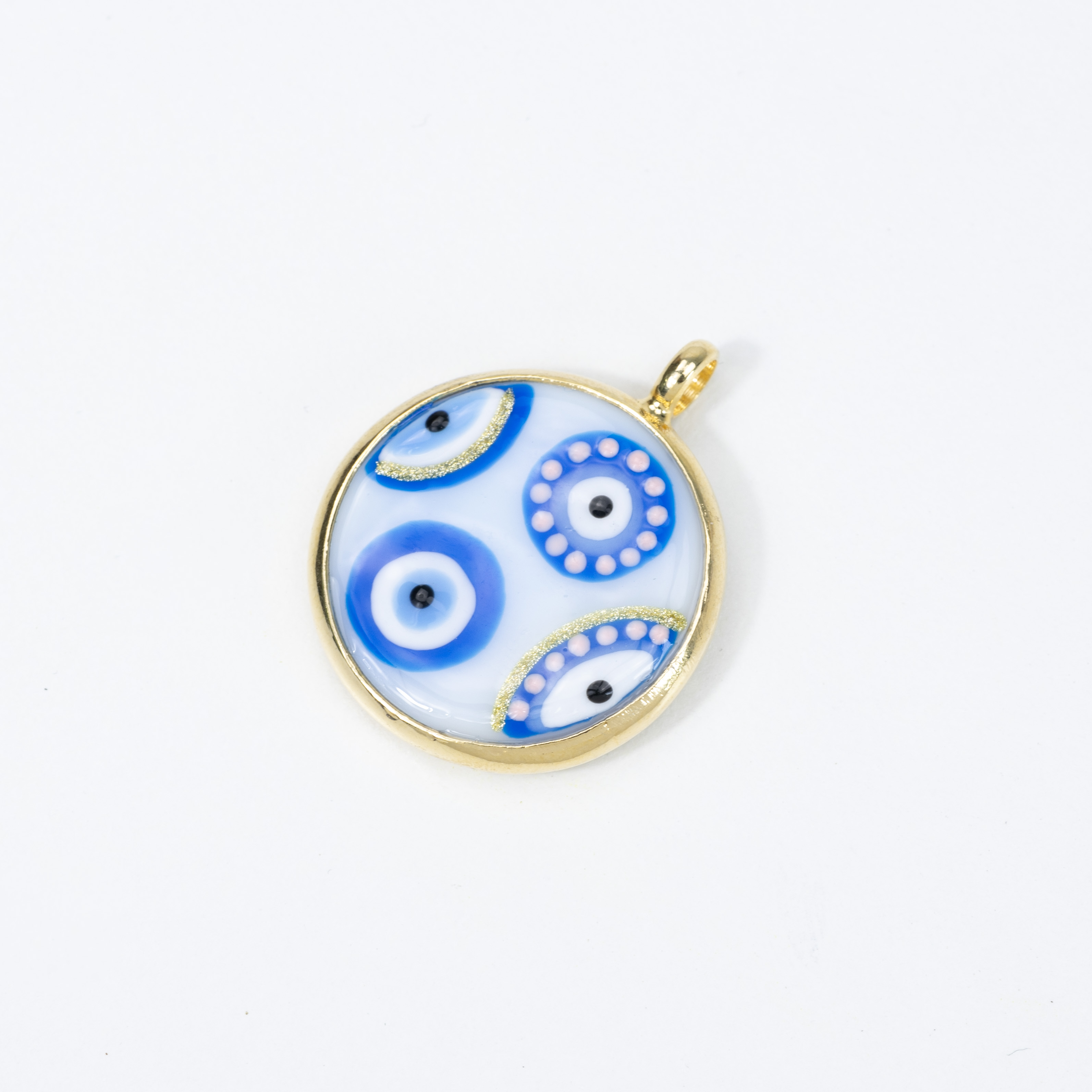 19051 Round Bezel White With Eyes Several 25MM