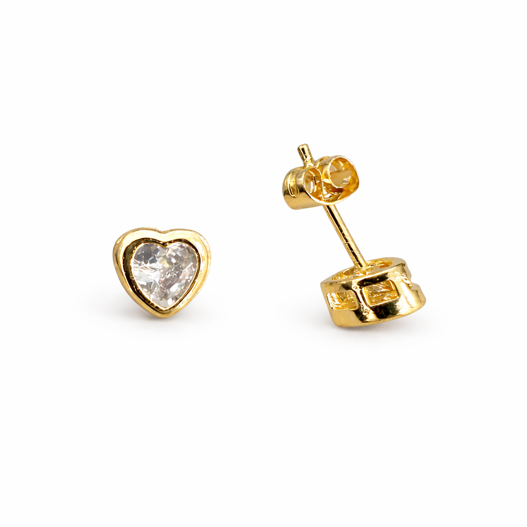 21221 Heart Earrings with White Crystal
