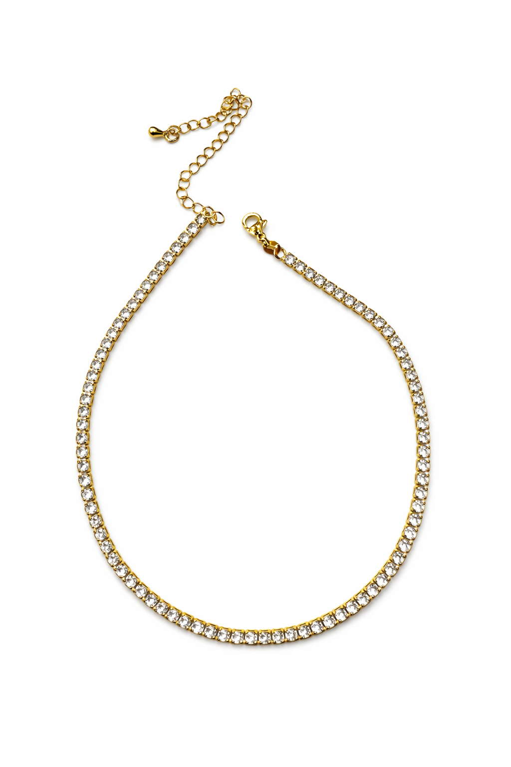 21693 Collar Tennis Dorado con Circones Clear 13”