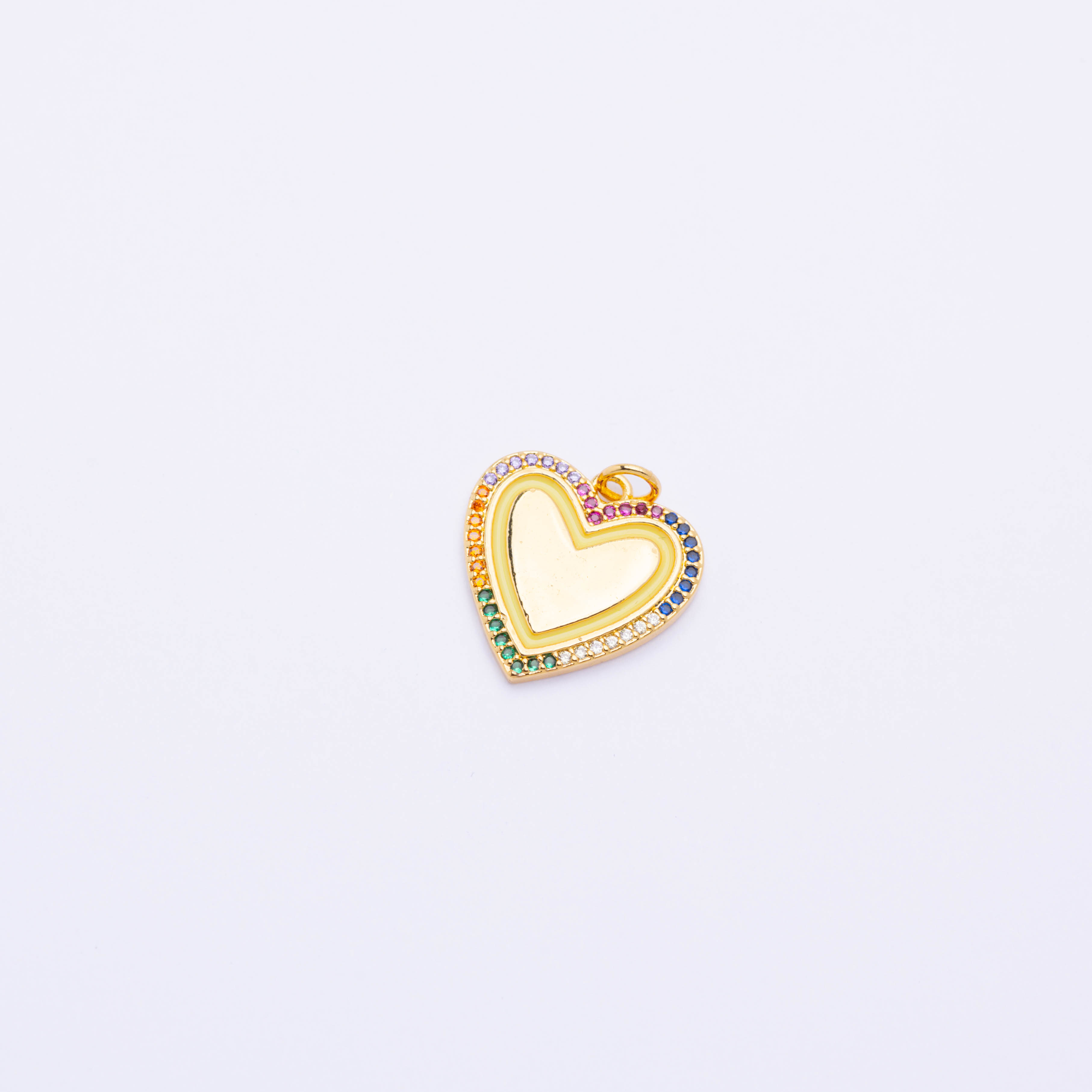 13126 19mm Yellow Micropave Multicolors Heart Pendant