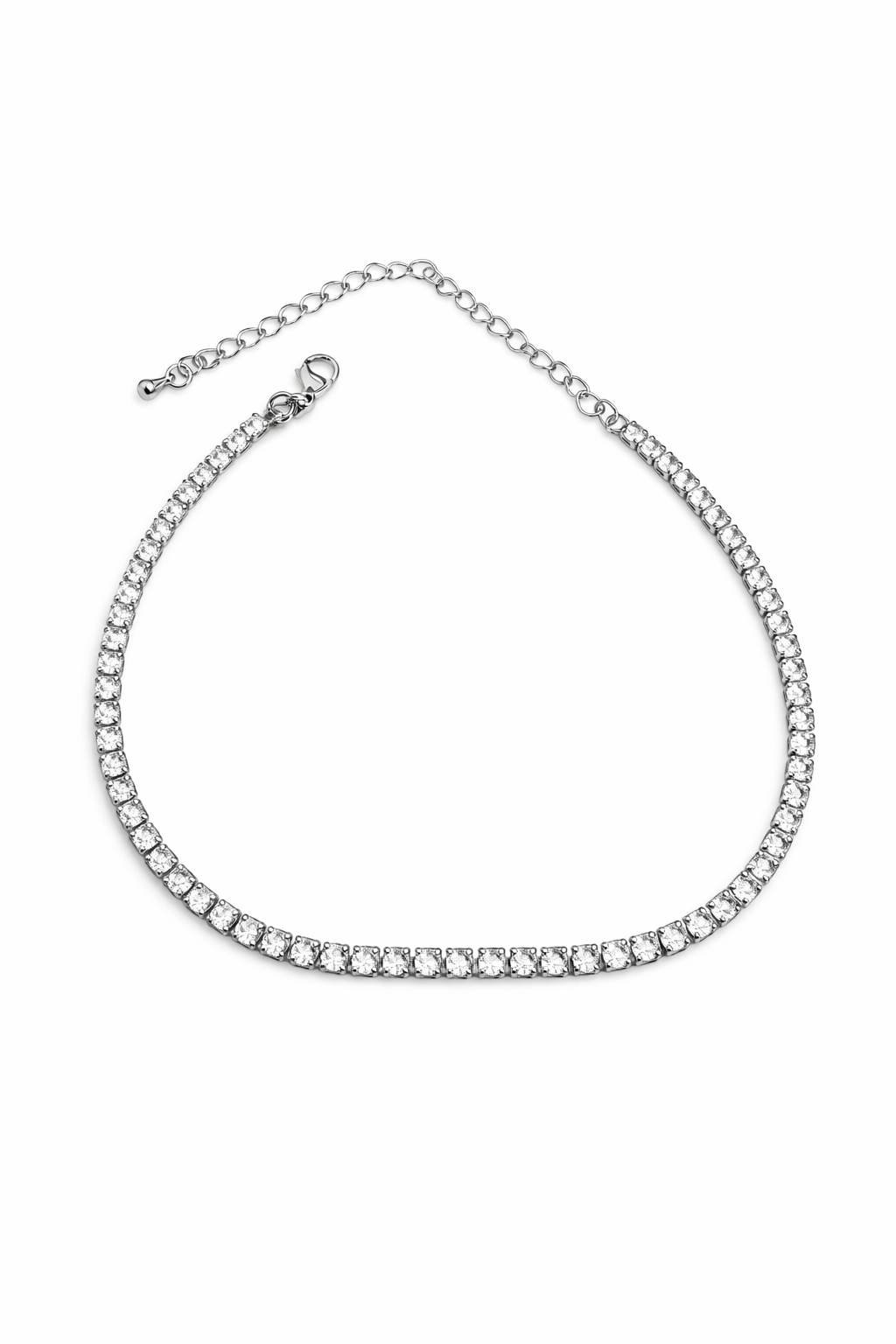 21697 Cadena Tennis Silver 13" con Cristales Clear