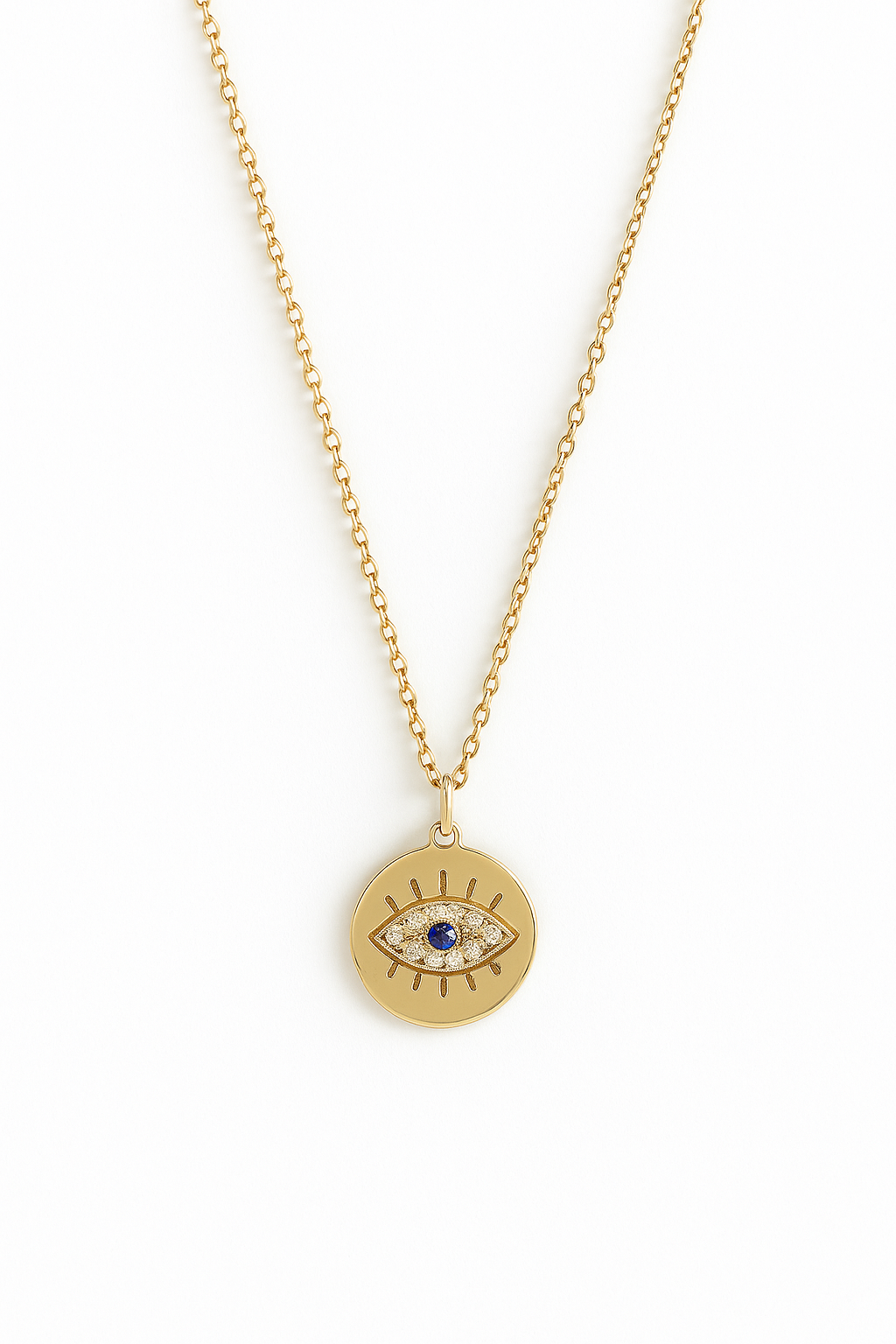 20894 Gold Chain with Evil Eye Pendant 18"