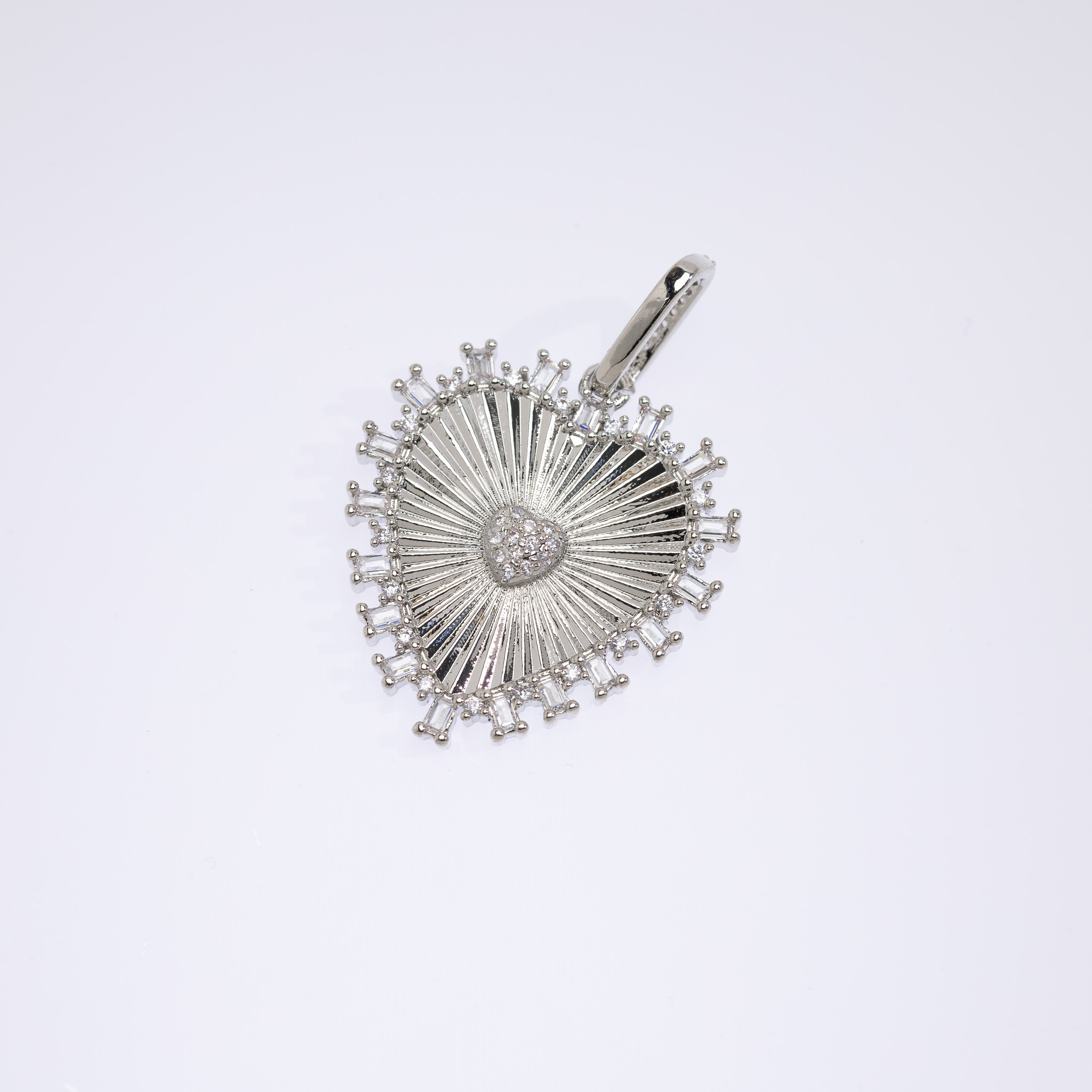 20613 Silver Radiant Heart Charm with Crystal