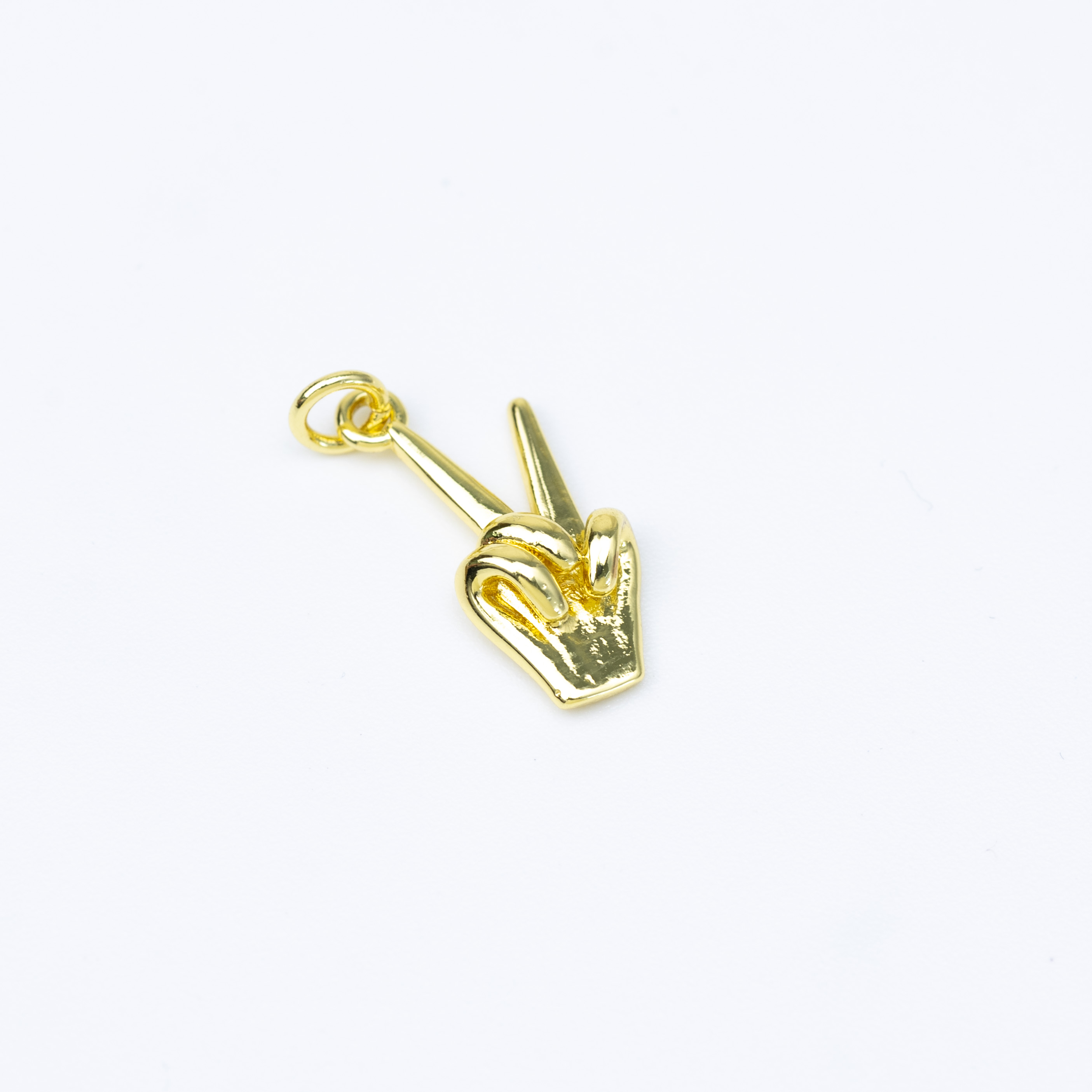 19690 Gold Peace Sign Hand Charm